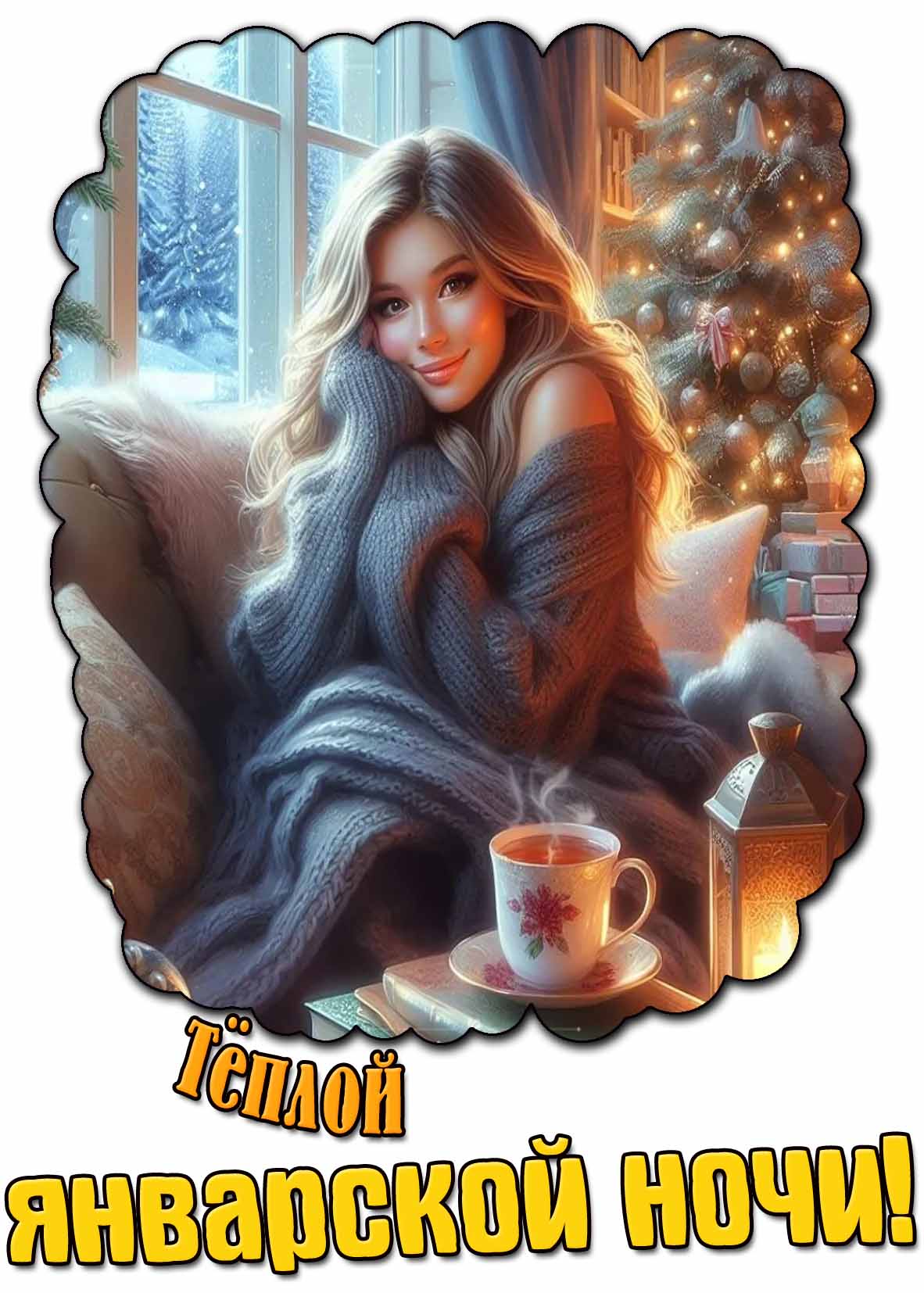 Тёплой январской ночи! - картинка с красивой девушкой