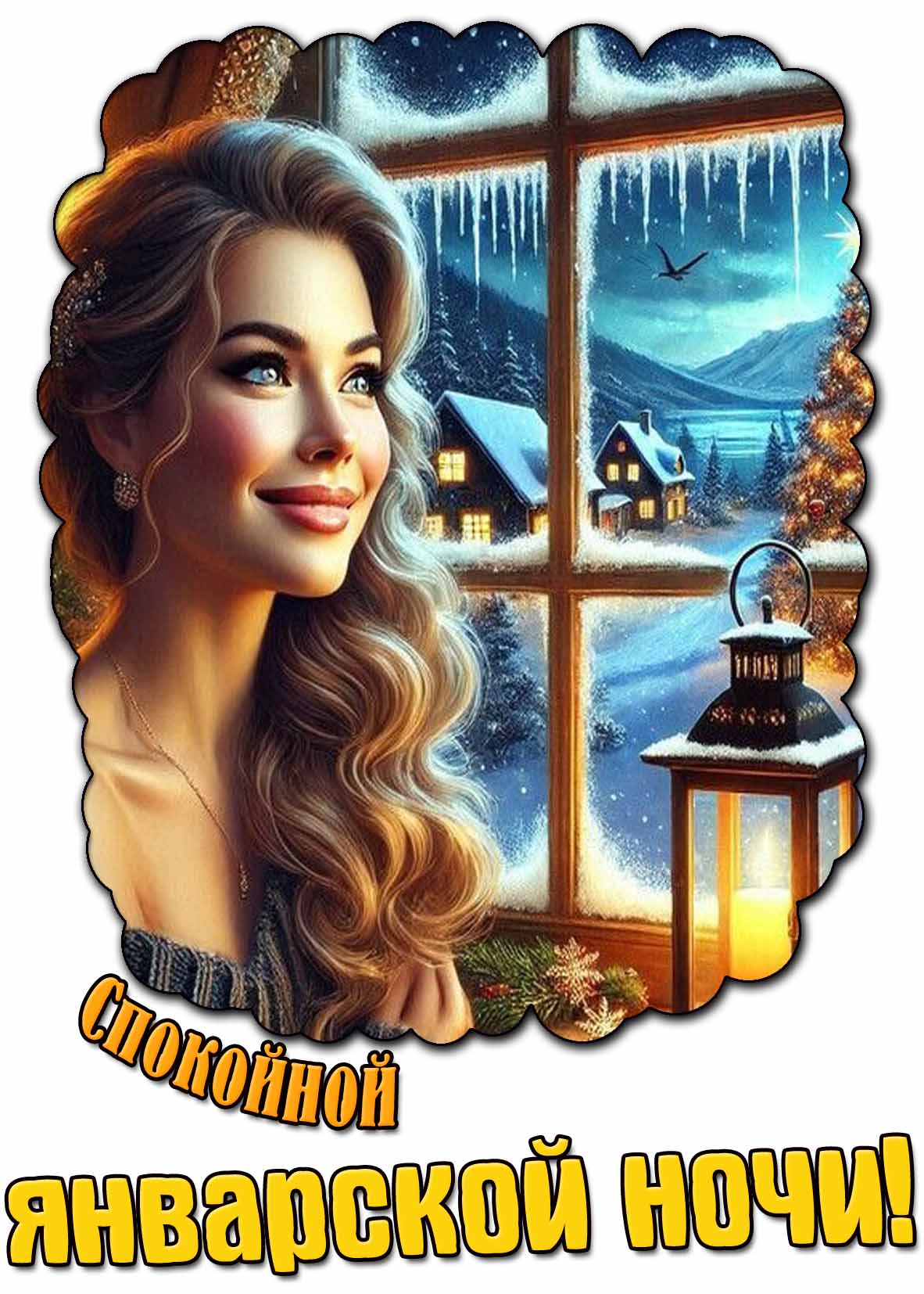 Красивая открытка спокойной январской ночи