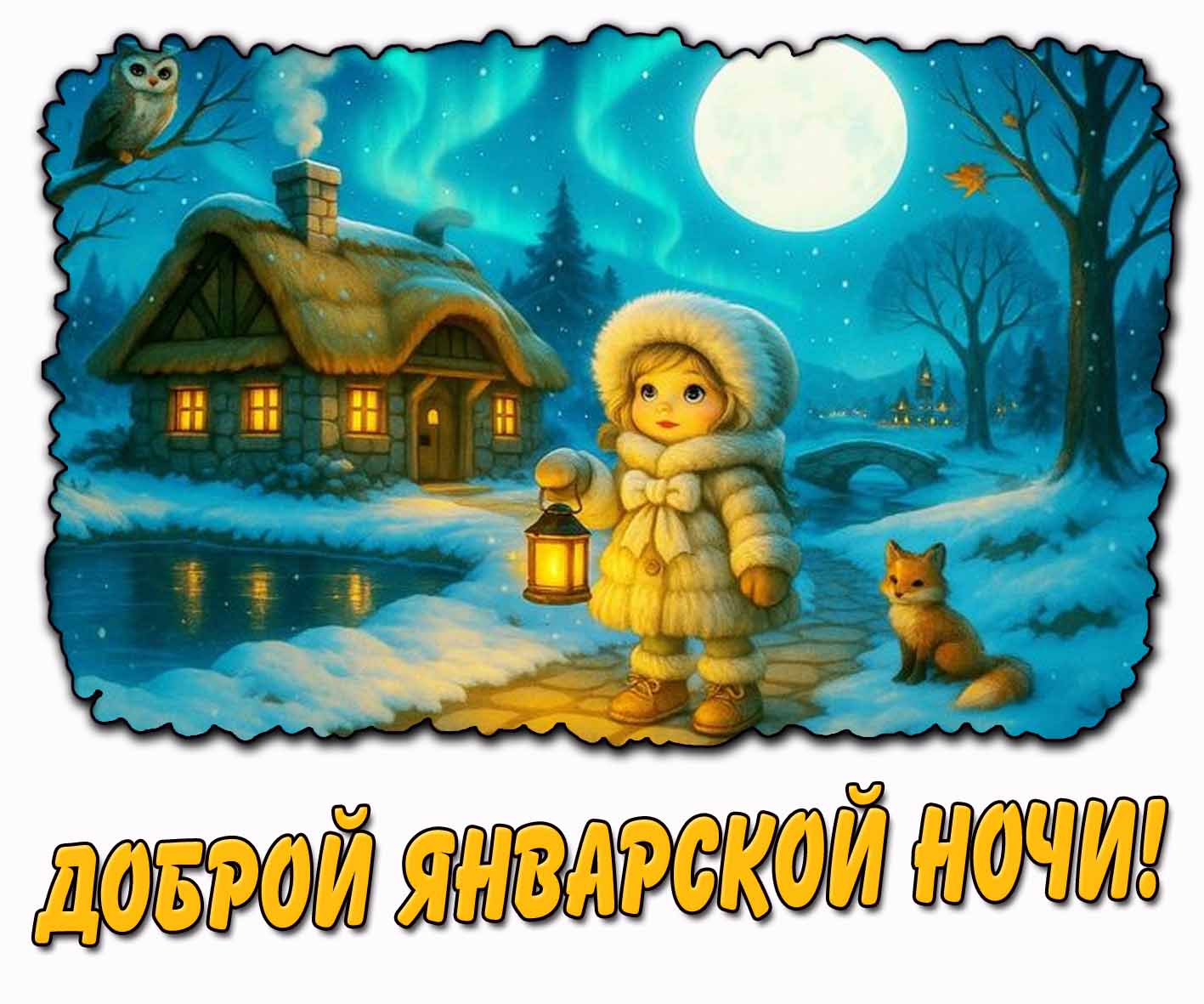Доброй январской ночи! - детская открытка