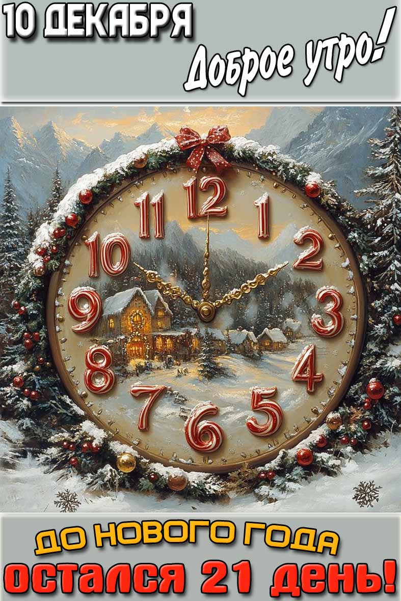 Картинка "10 декабря доброе утро! До нового года остался 21 день!"