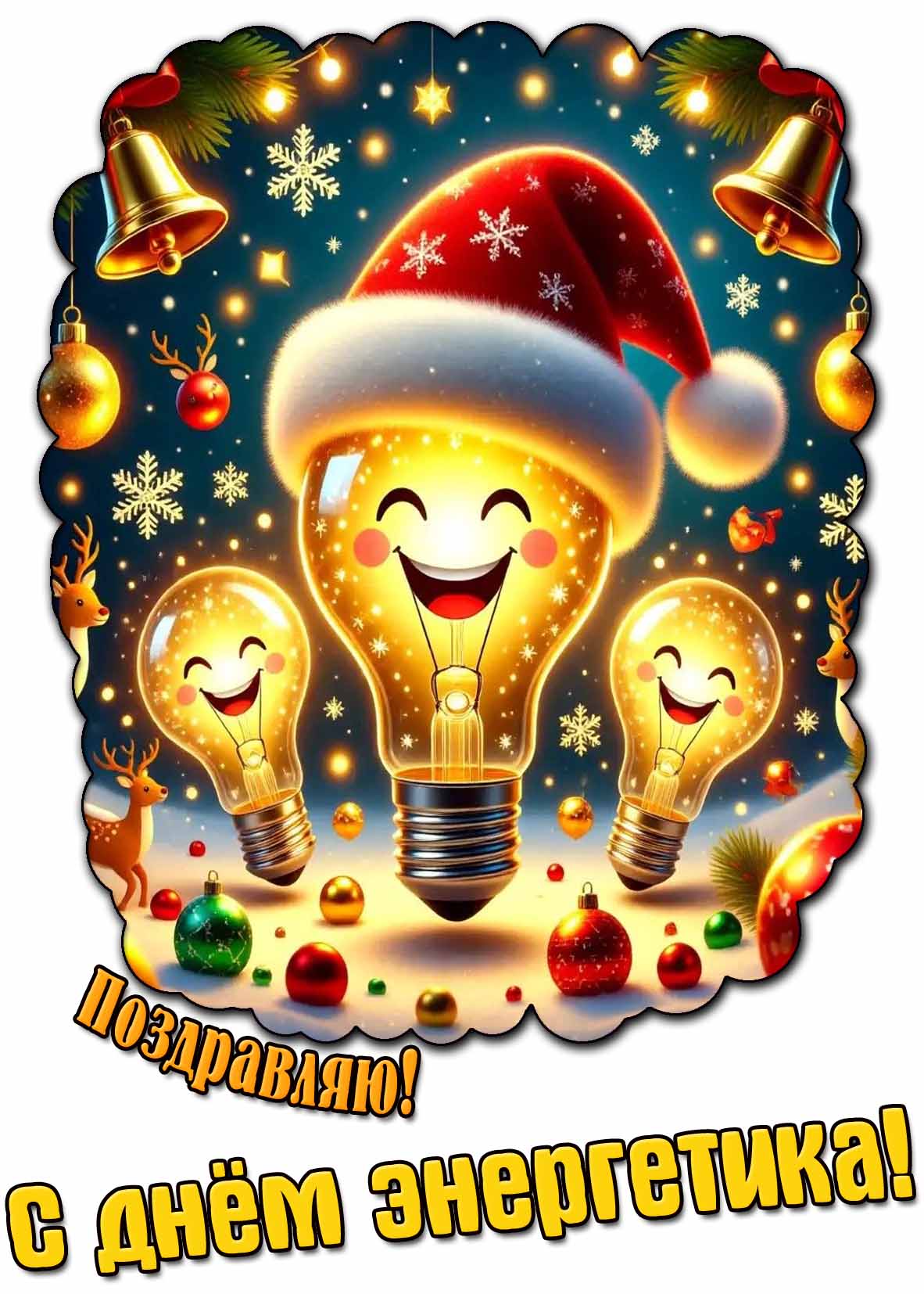 Прикольная новогодняя картинка "Поздравляю! С днём энергетика!"