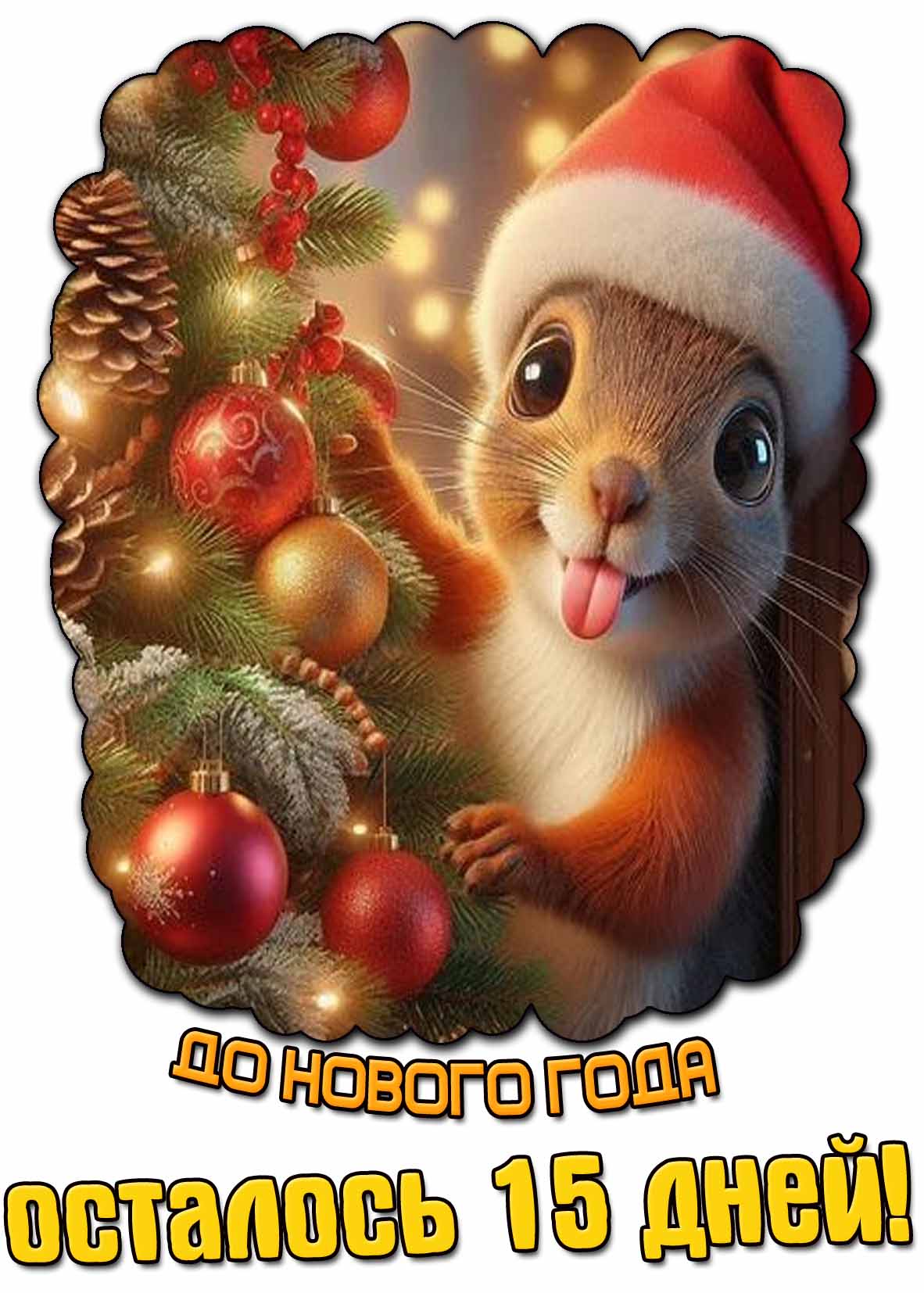 Прикольная открытка до нового года осталось 15 дней