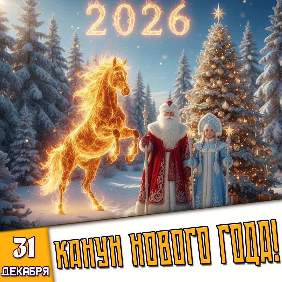 Красивая открытка 31 декабря - канун нового 2026 года!