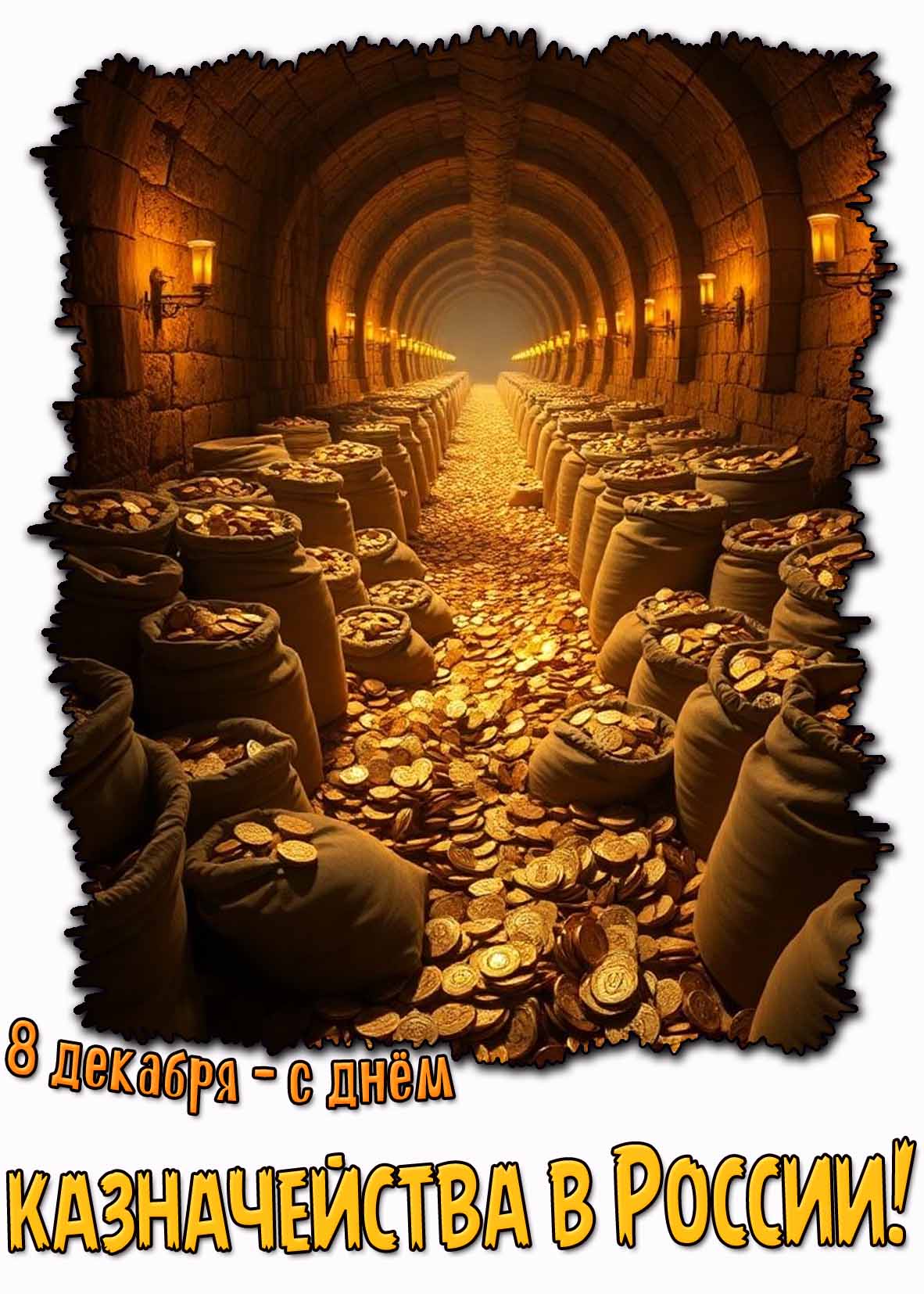 Открытка 8 декабря - с днём казначейства в России!