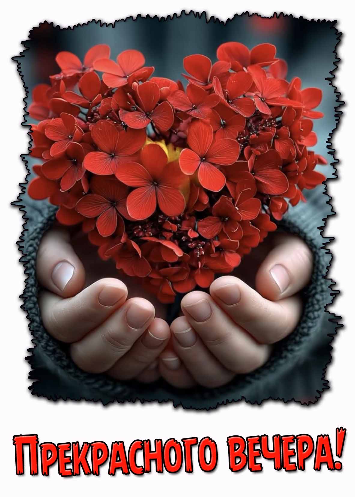 Прекрасного вечера! - картинка с сердцем из цветов