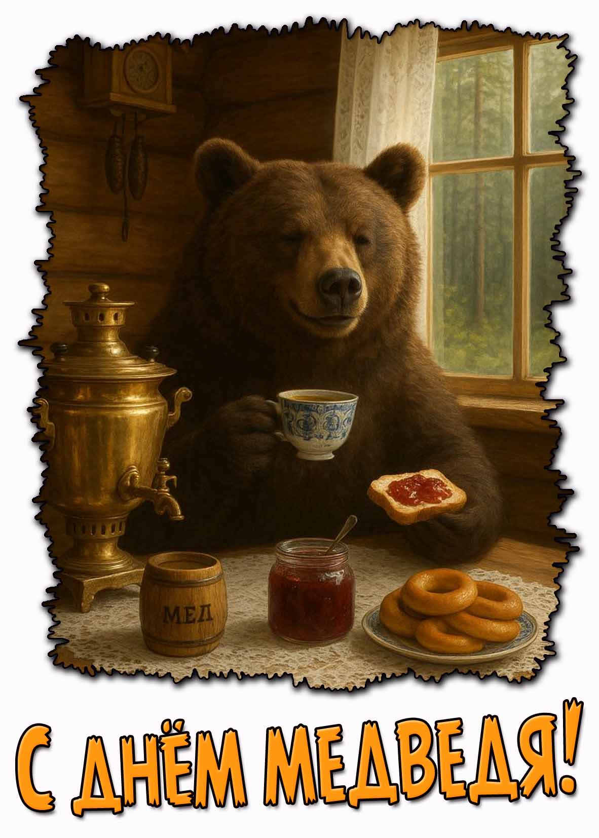 Прикольная открытка с днём медведя