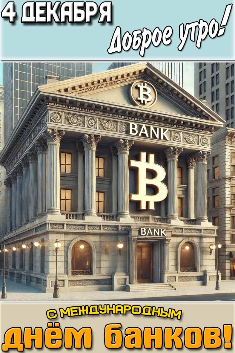 Открытка "4 декабря доброе утро! С Международным днём банков!"