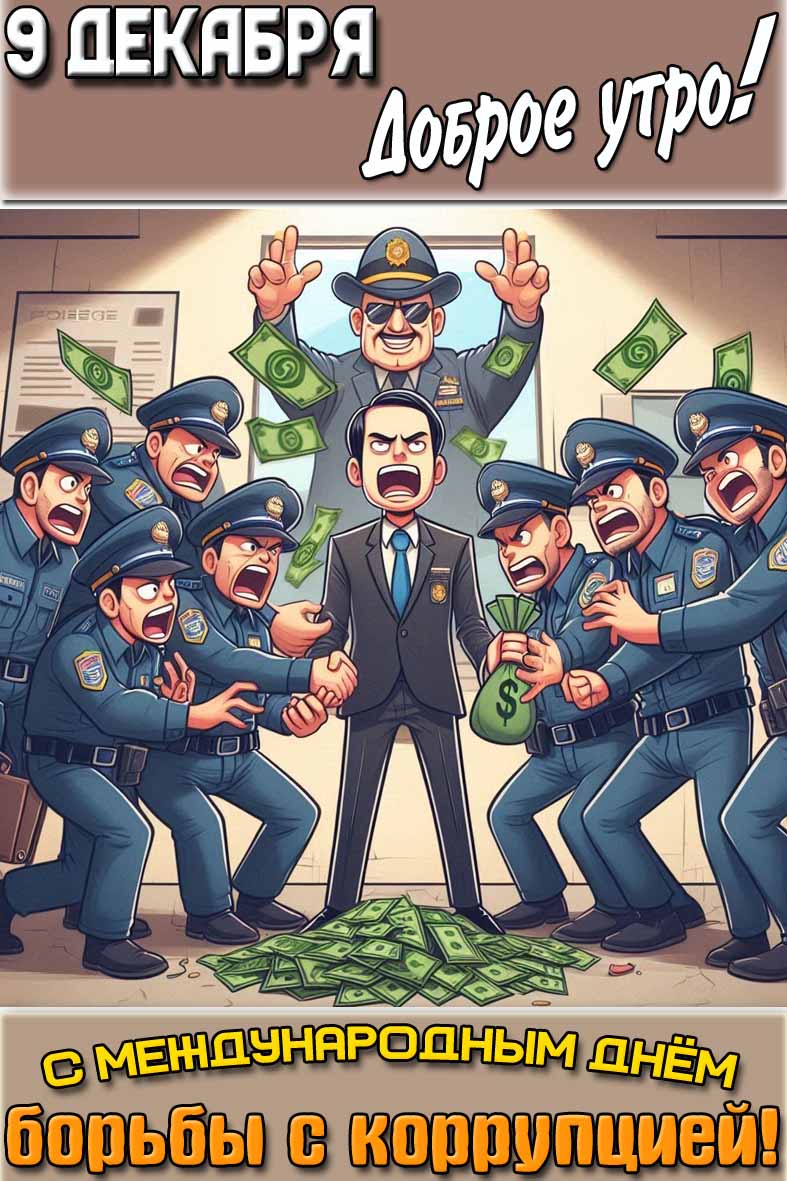Открытка "9 декабря доброе утро! С Международным днём борьбы с коррупцией!"