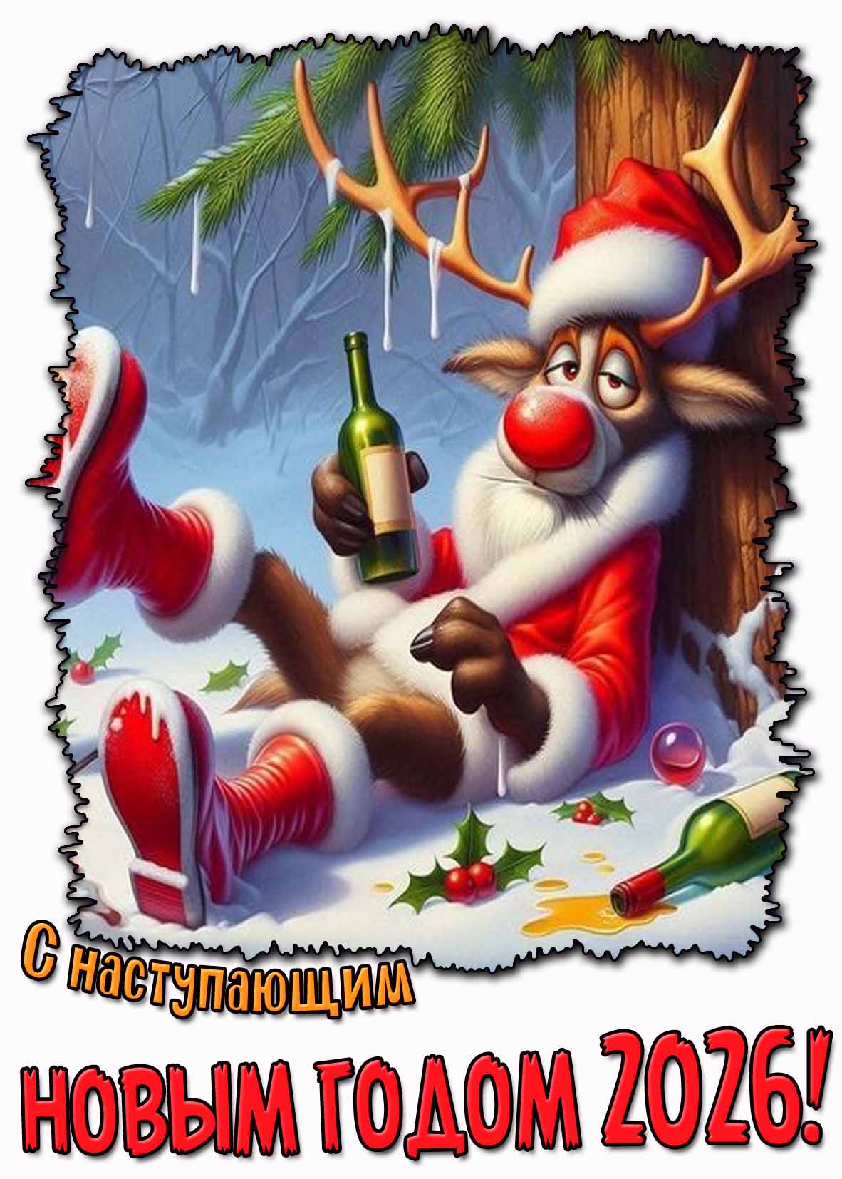 Смешная открытка с наступающим новым годом 2026