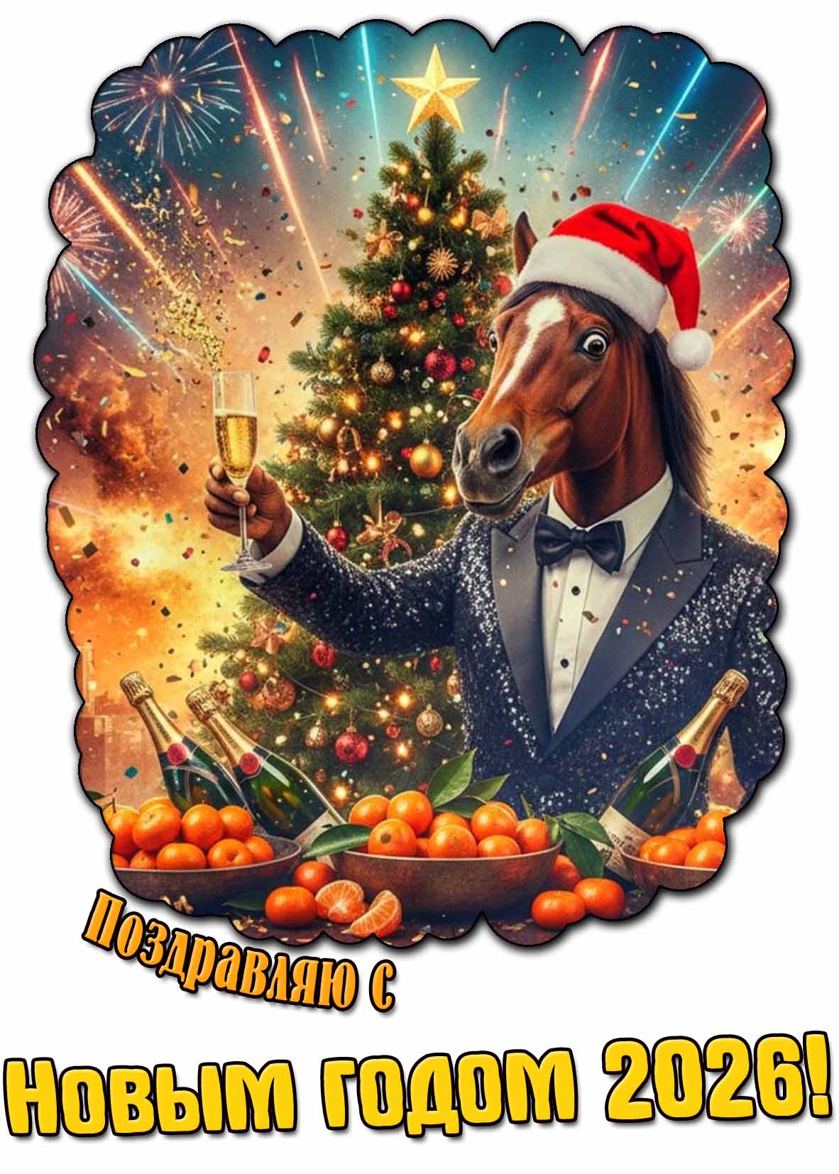 Красивая открытка "Поздравляю с Новым годом 2026!"
