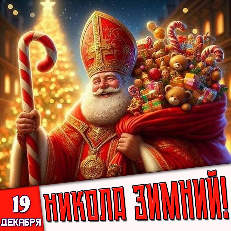 Красивая открытка 19 декабря - Никола Зимний!