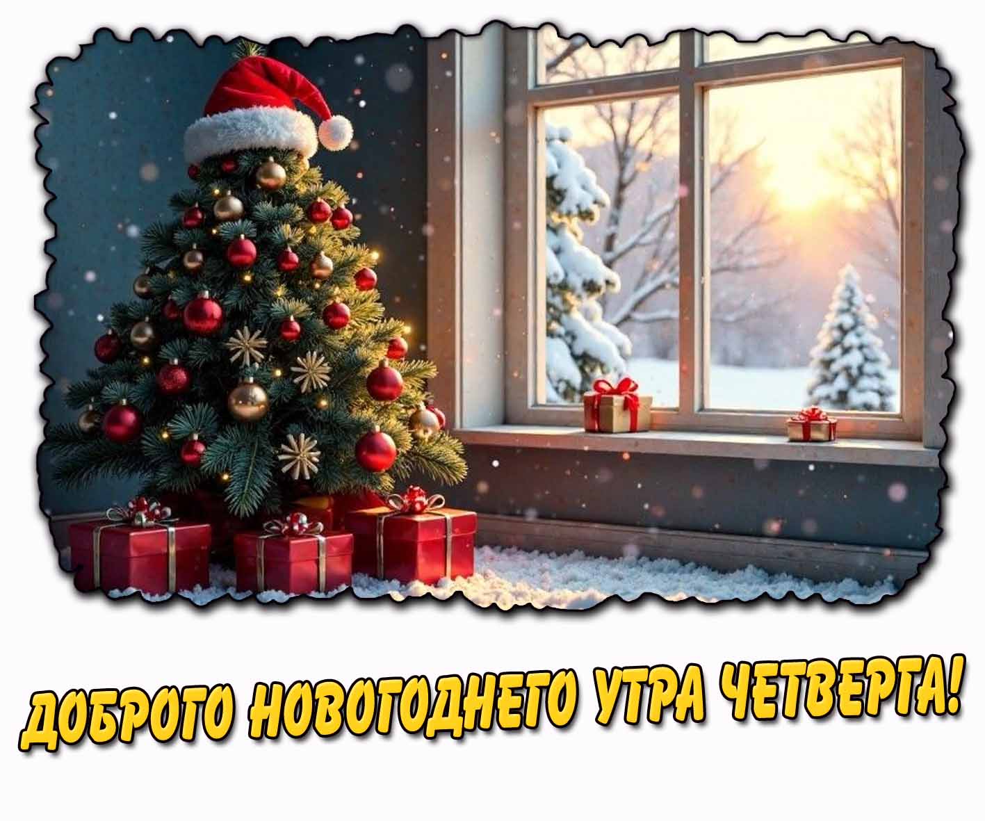 Открытка доброго новогоднего утра четверга