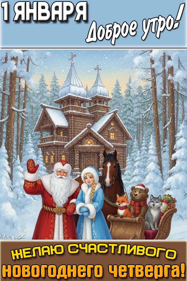 Картинка "1 января доброе утро! Желаю счастливого новогоднего четверга!"
