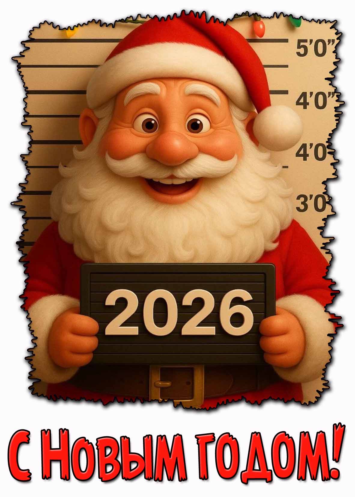 Прикольная открытка с Новым годом 2026
