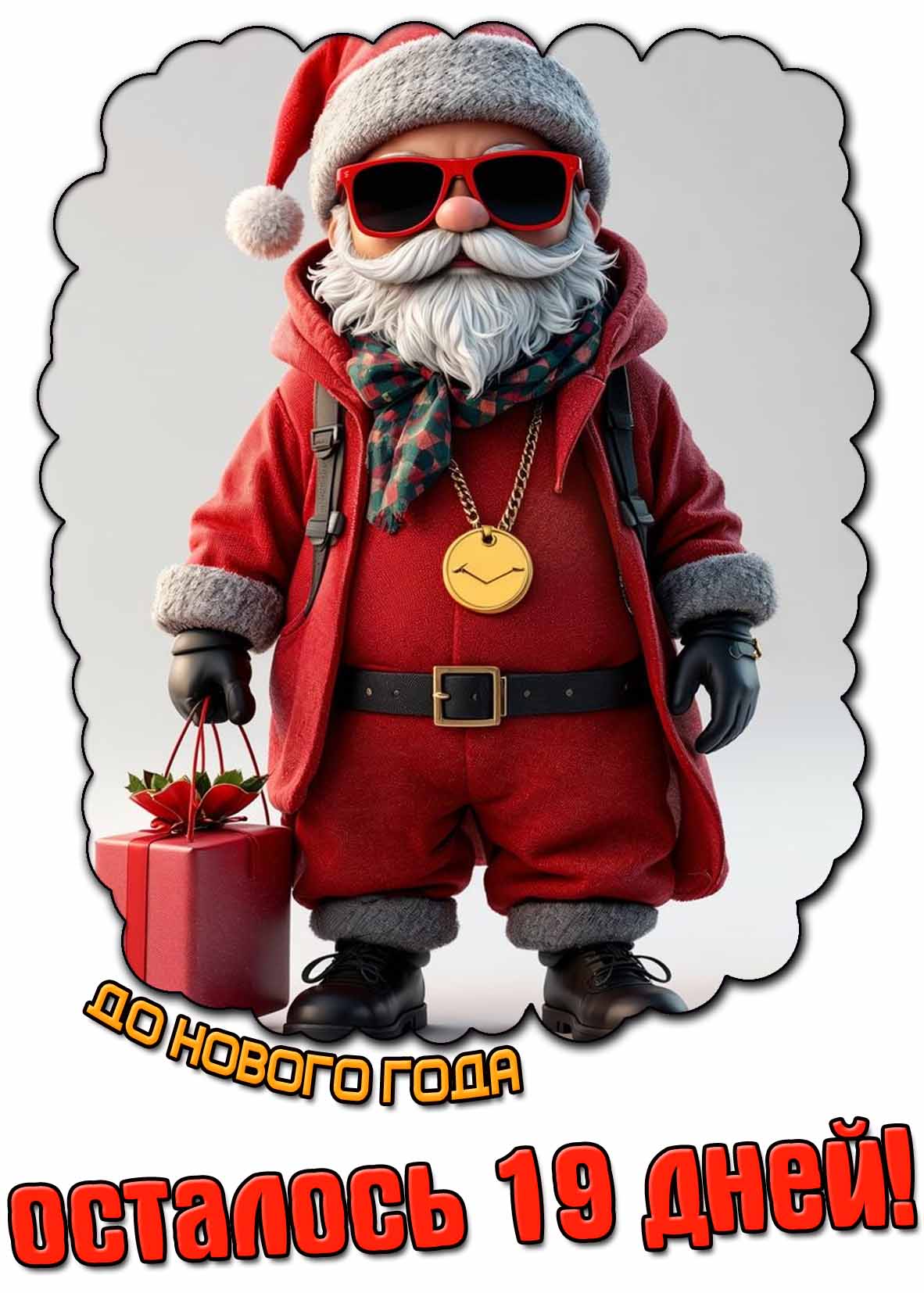 Прикольная открытка до нового года осталось 19 дней