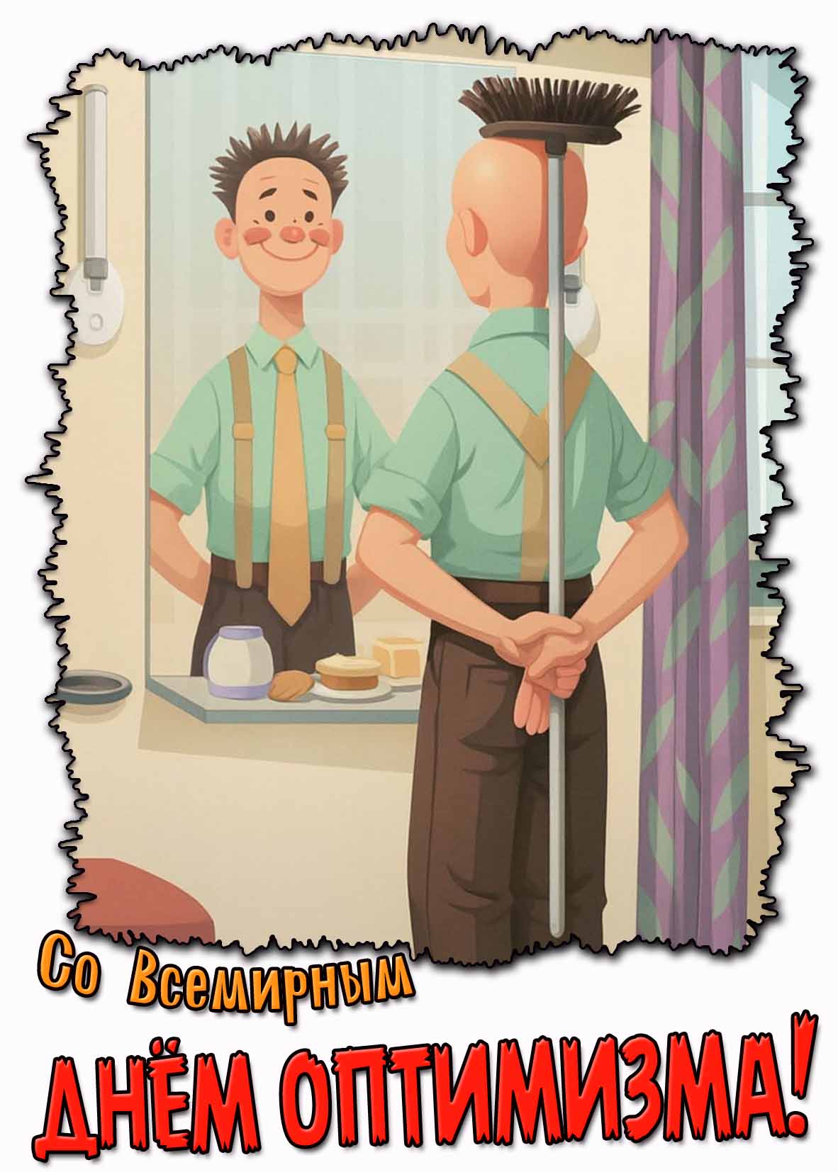 Смешная открытка со всемирным днём оптимизма