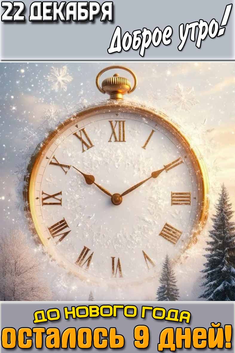 Картинка "22 декабря доброе утро! До нового года осталось 9 дней!"
