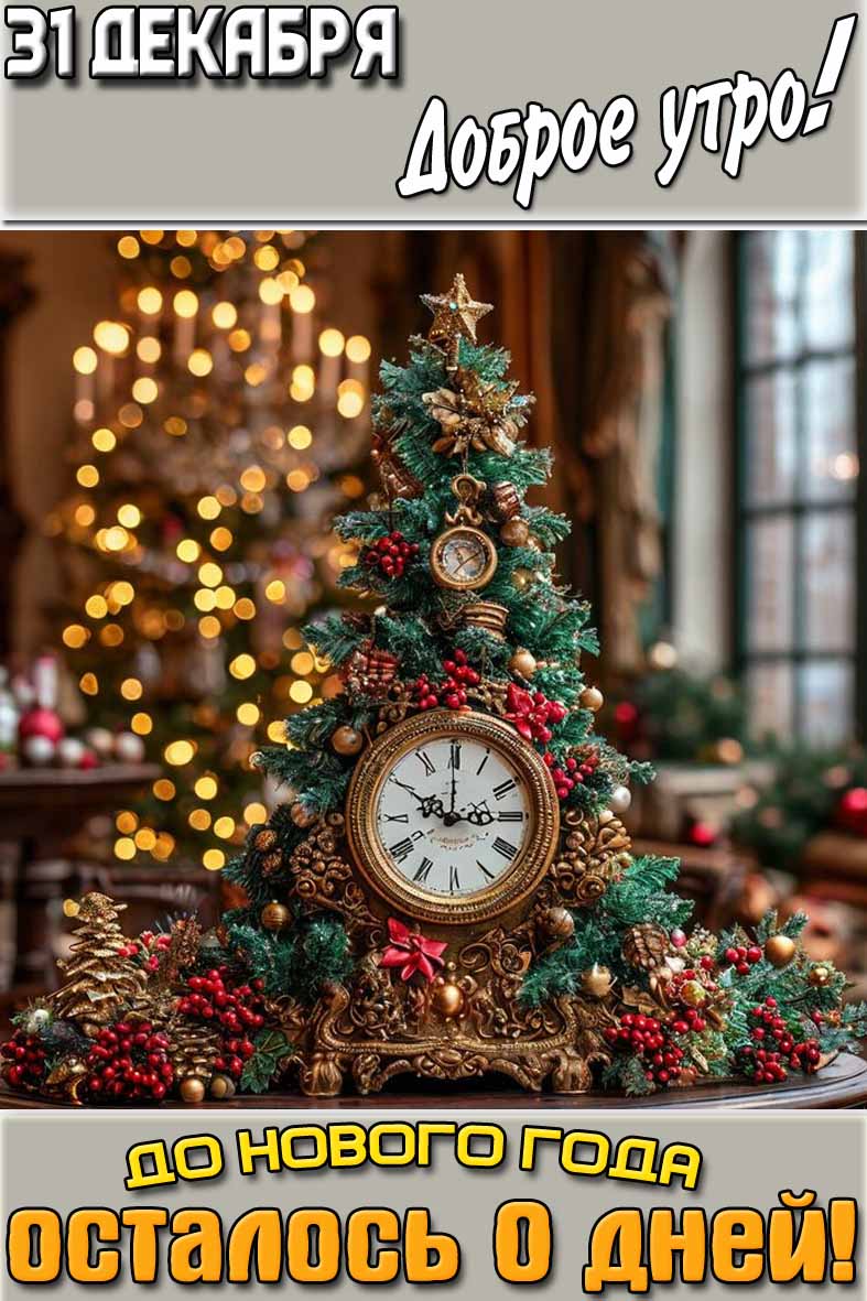 Картинка "31 декабря доброе утро! До нового года осталось 0 дней!"