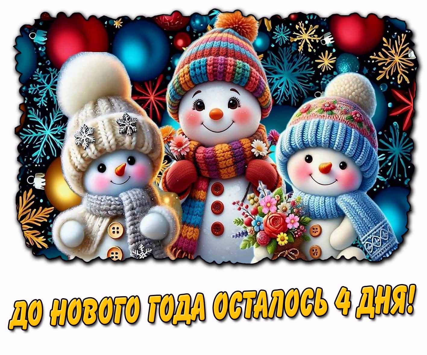 Открытка до нового года осталось 4 дня