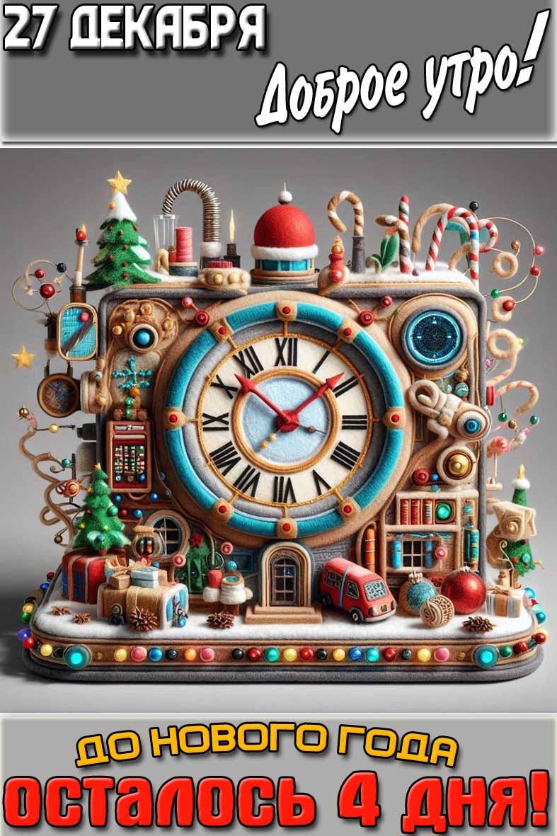 Картинка "27 декабря доброе утро! До нового года осталось 4 дня!"