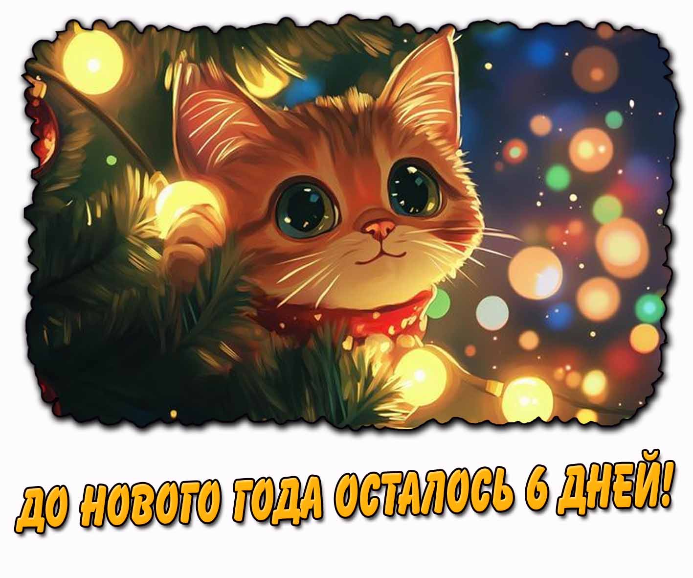 Открытка до нового года осталось 6 дней