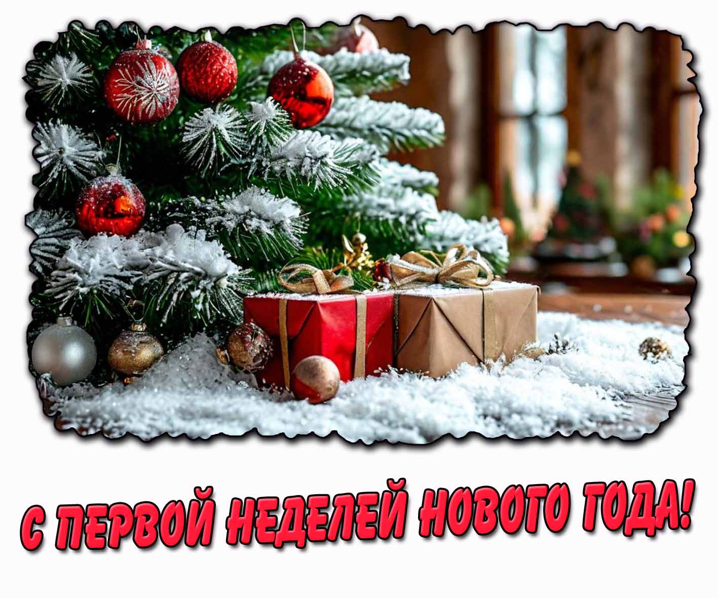 С первой неделей нового года! - праздничная картинка