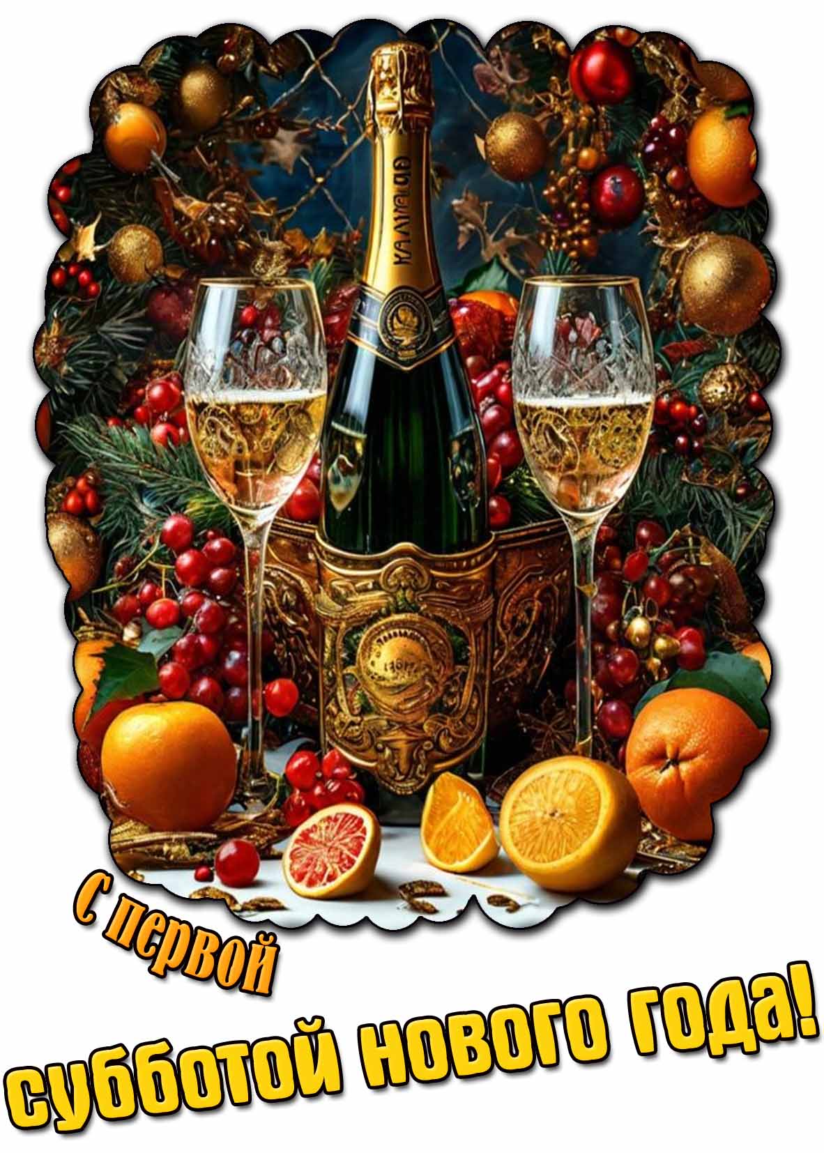 Открытка с первой субботой нового года