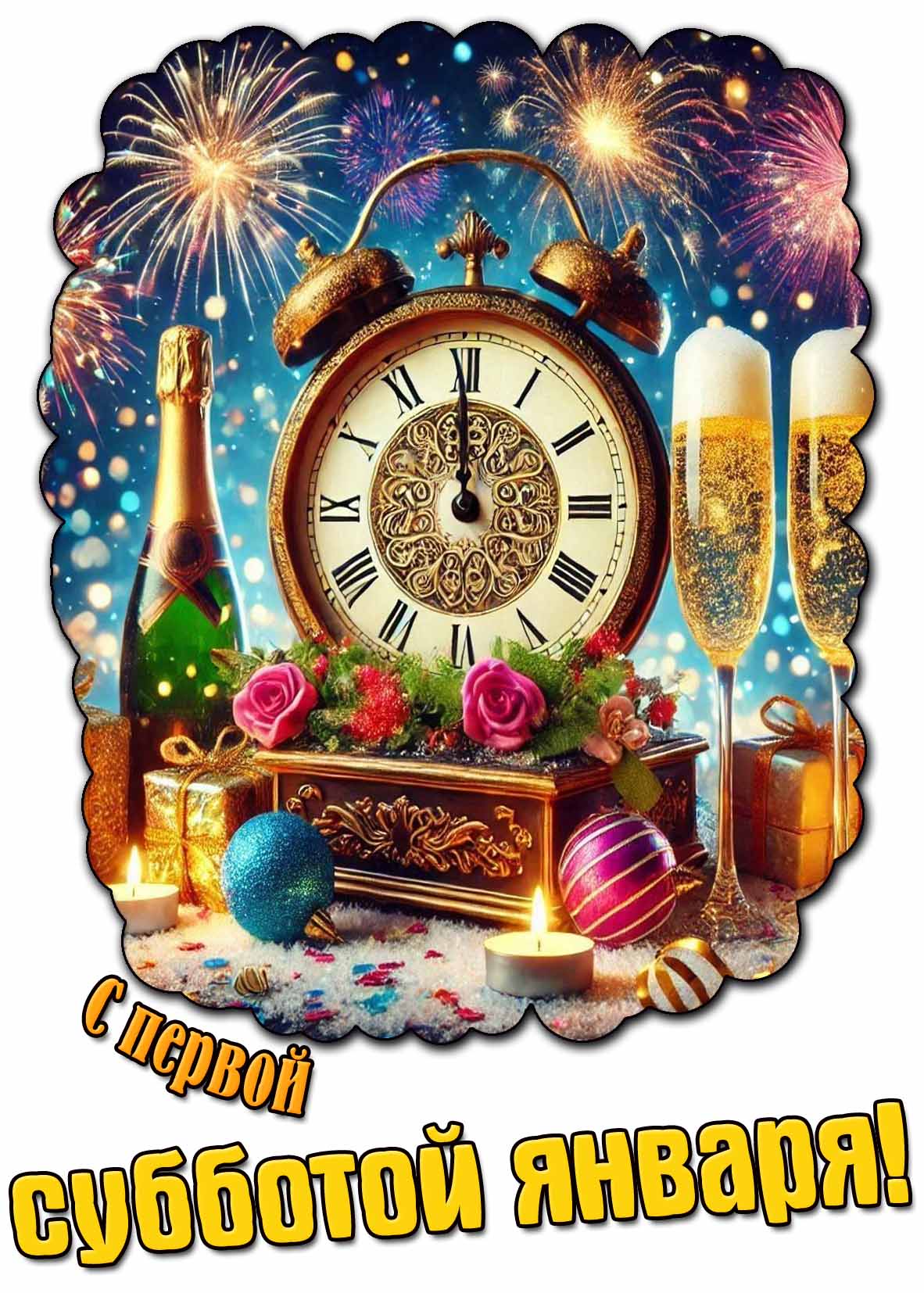 Красивая открытка с первой субботой января