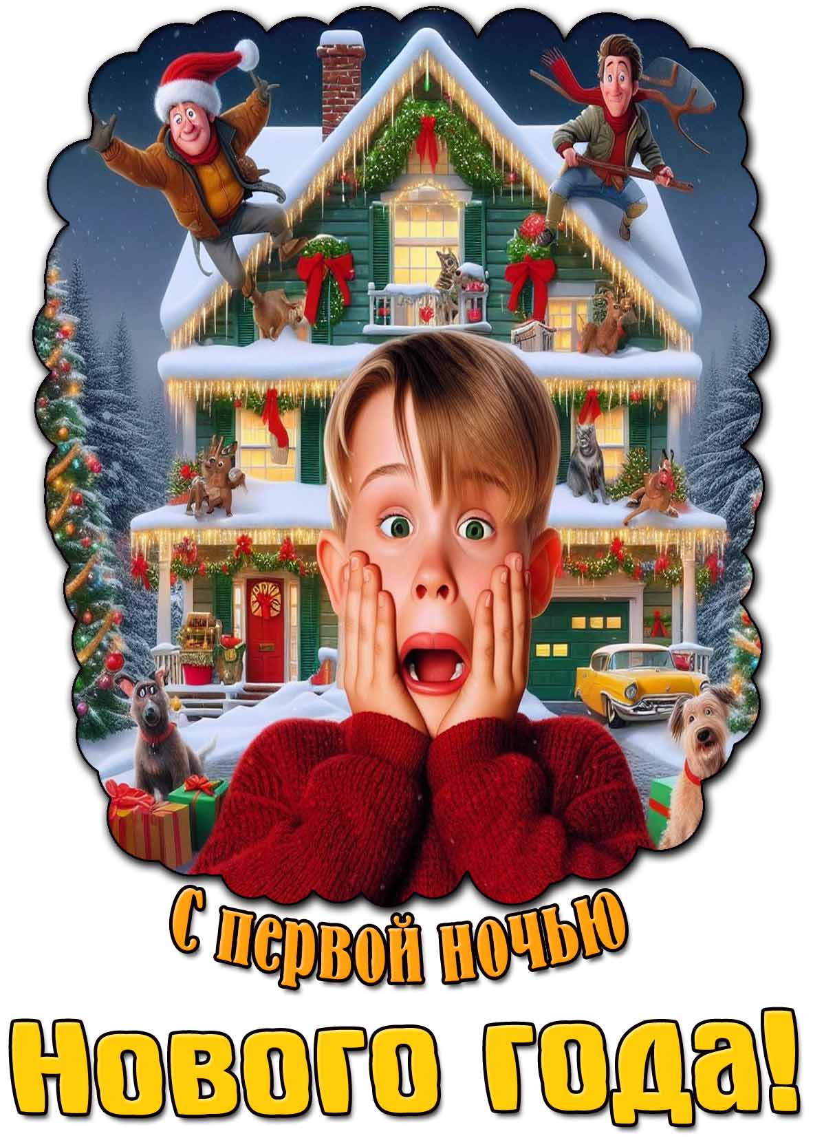 Прикольная открытка с первой ночью нового года