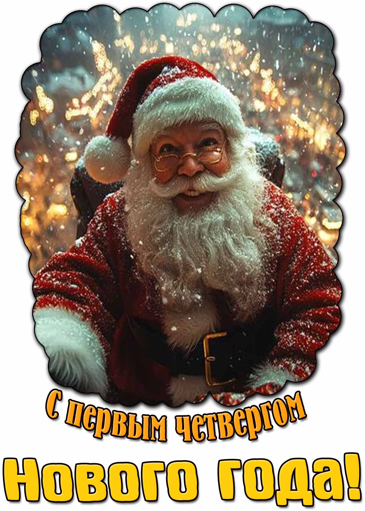 Прикольная открытка с первым четвергом нового года