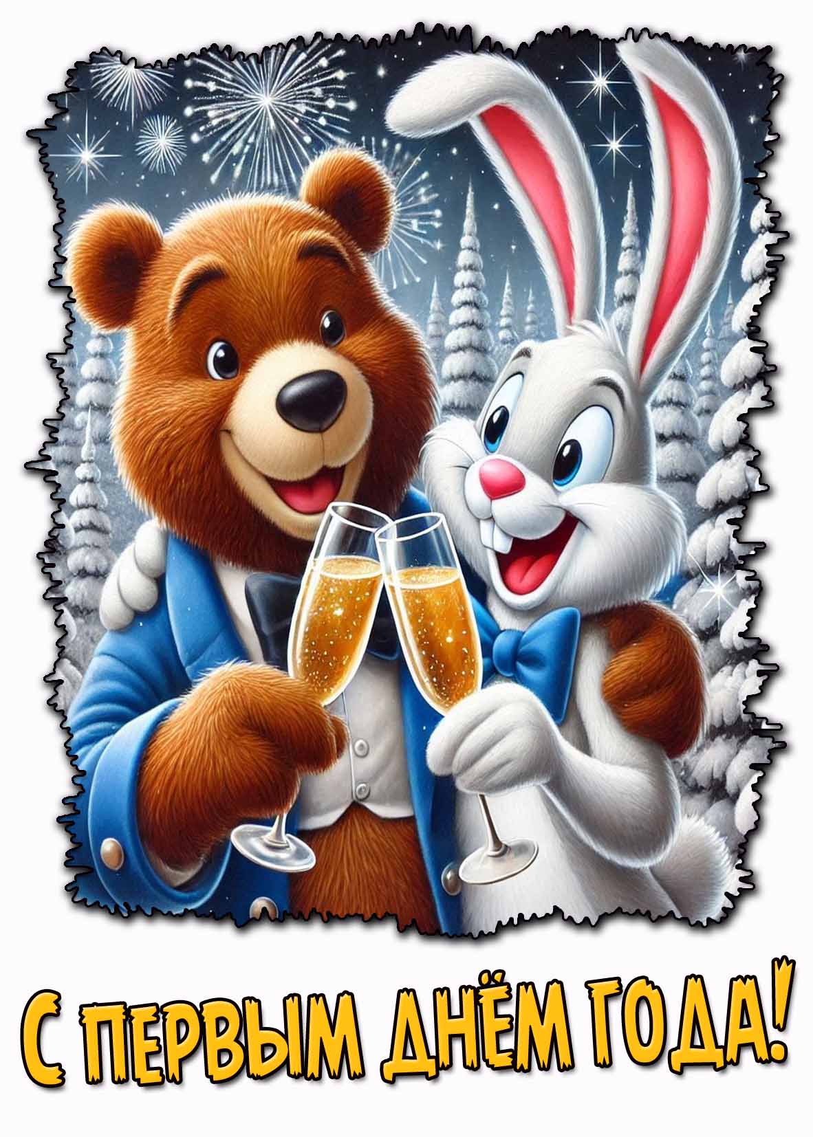 Открытка с первым днём года