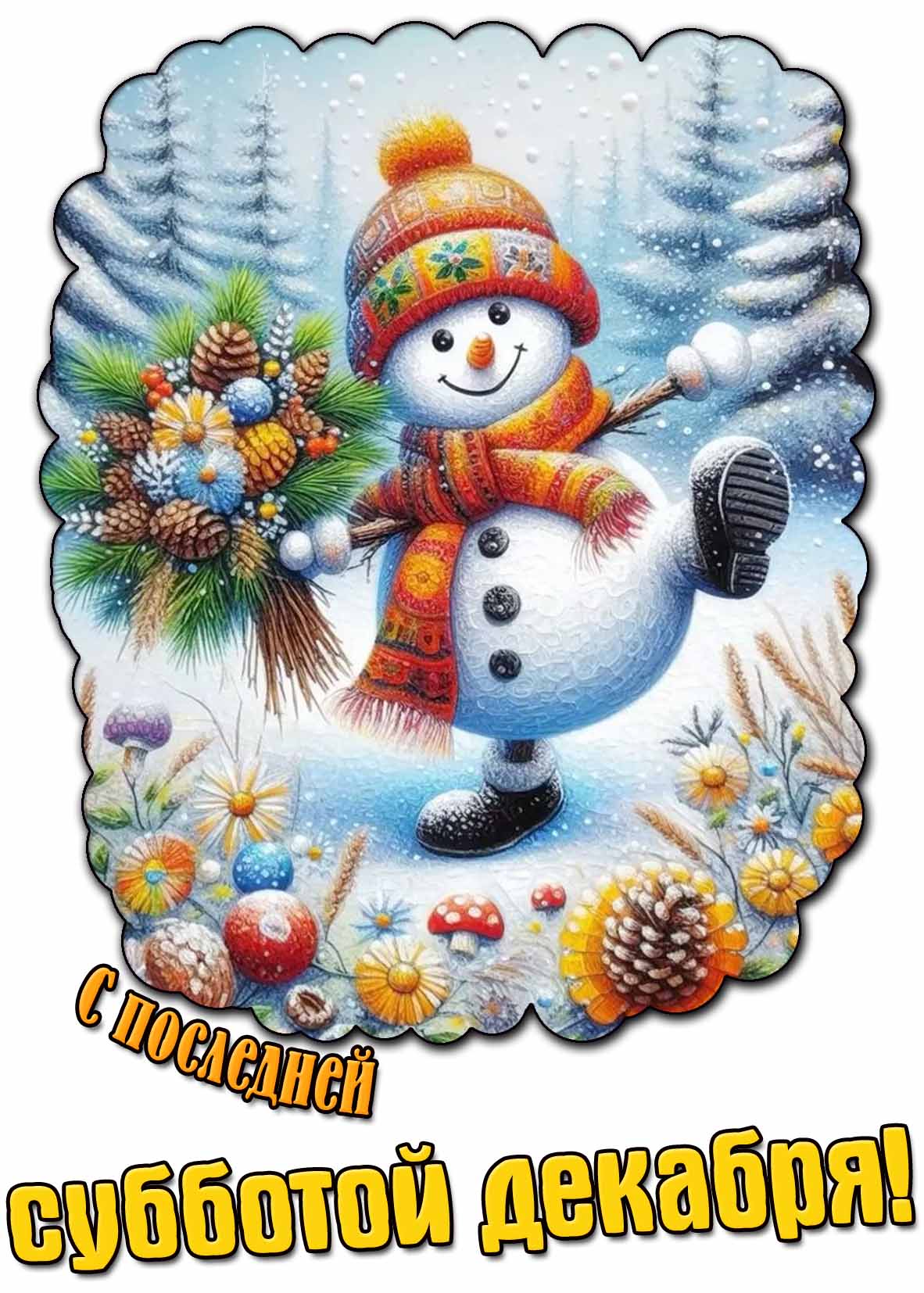 Прикольная открытка с последней субботой декабря