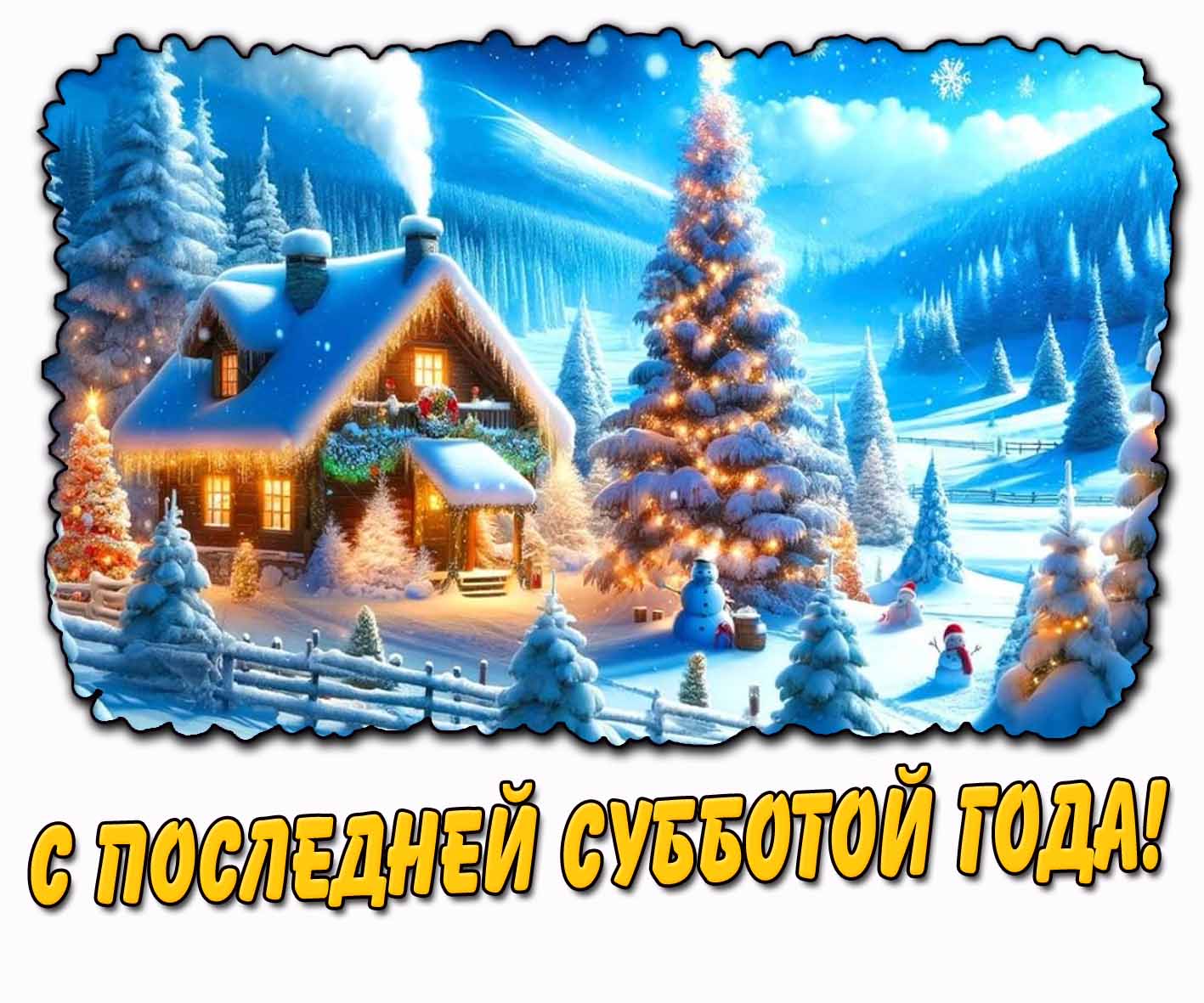 С последней субботой года! - снежная картинка