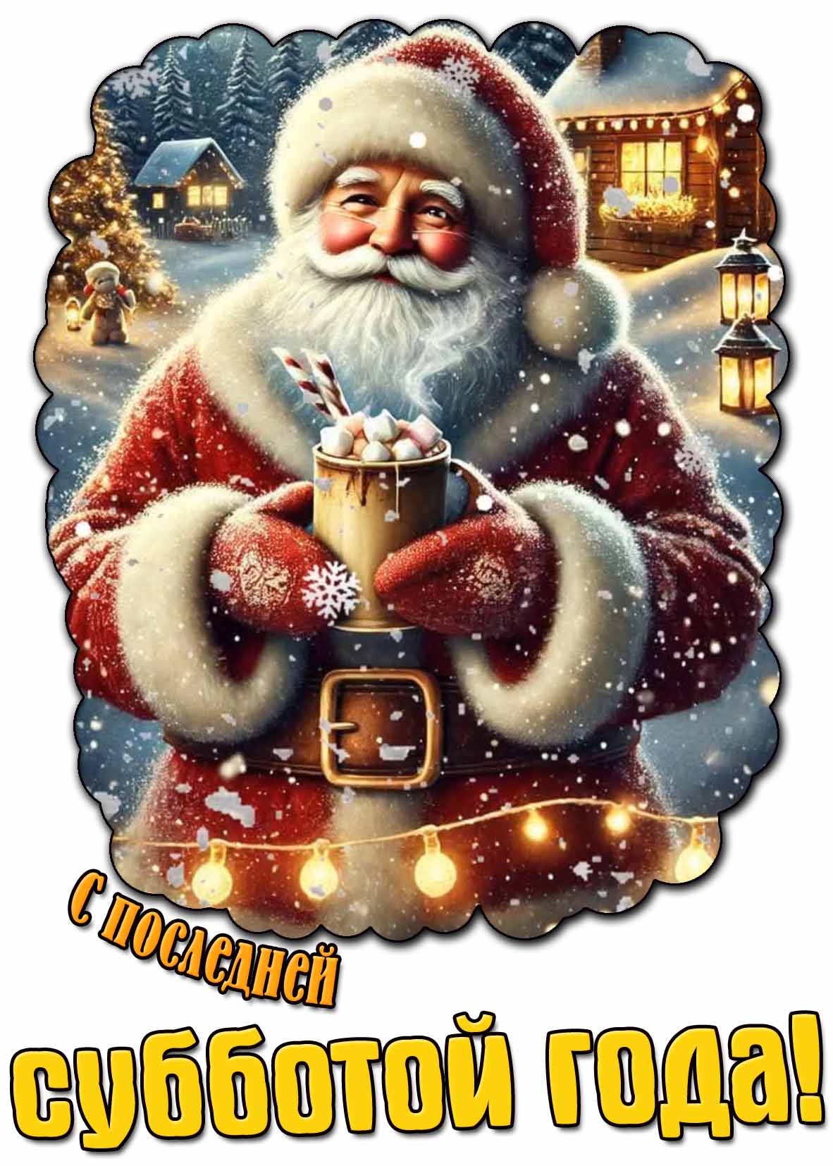 Красивая открытка с последней субботой года