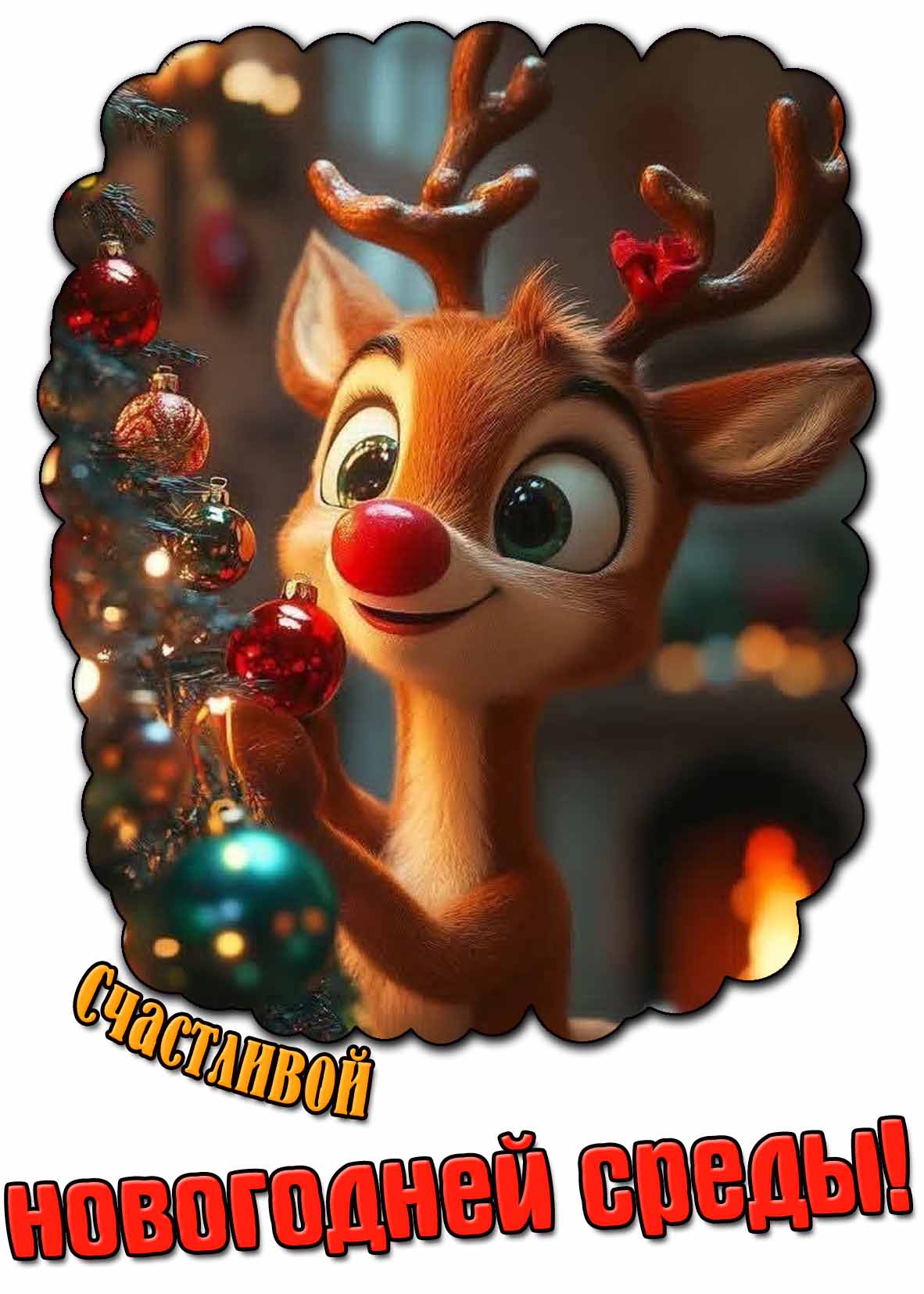 Прикольная открытка счастливой новогодней среды