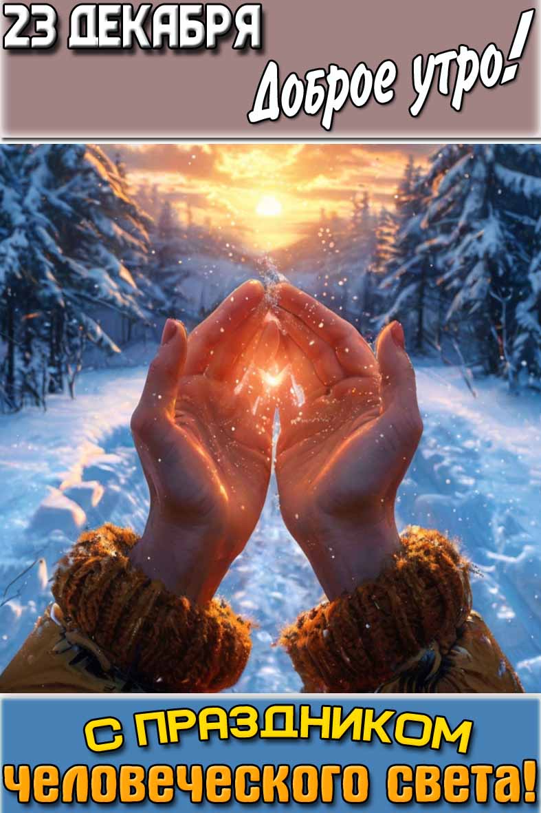 Открытка "23 декабря доброе утро! С праздником человеческого света!"