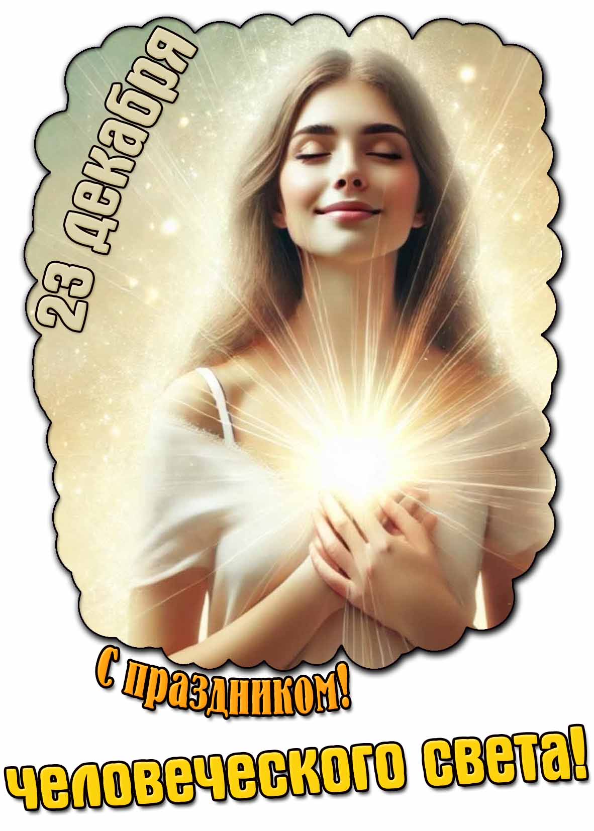 Открытка с праздником человеческого света - 23 декабря