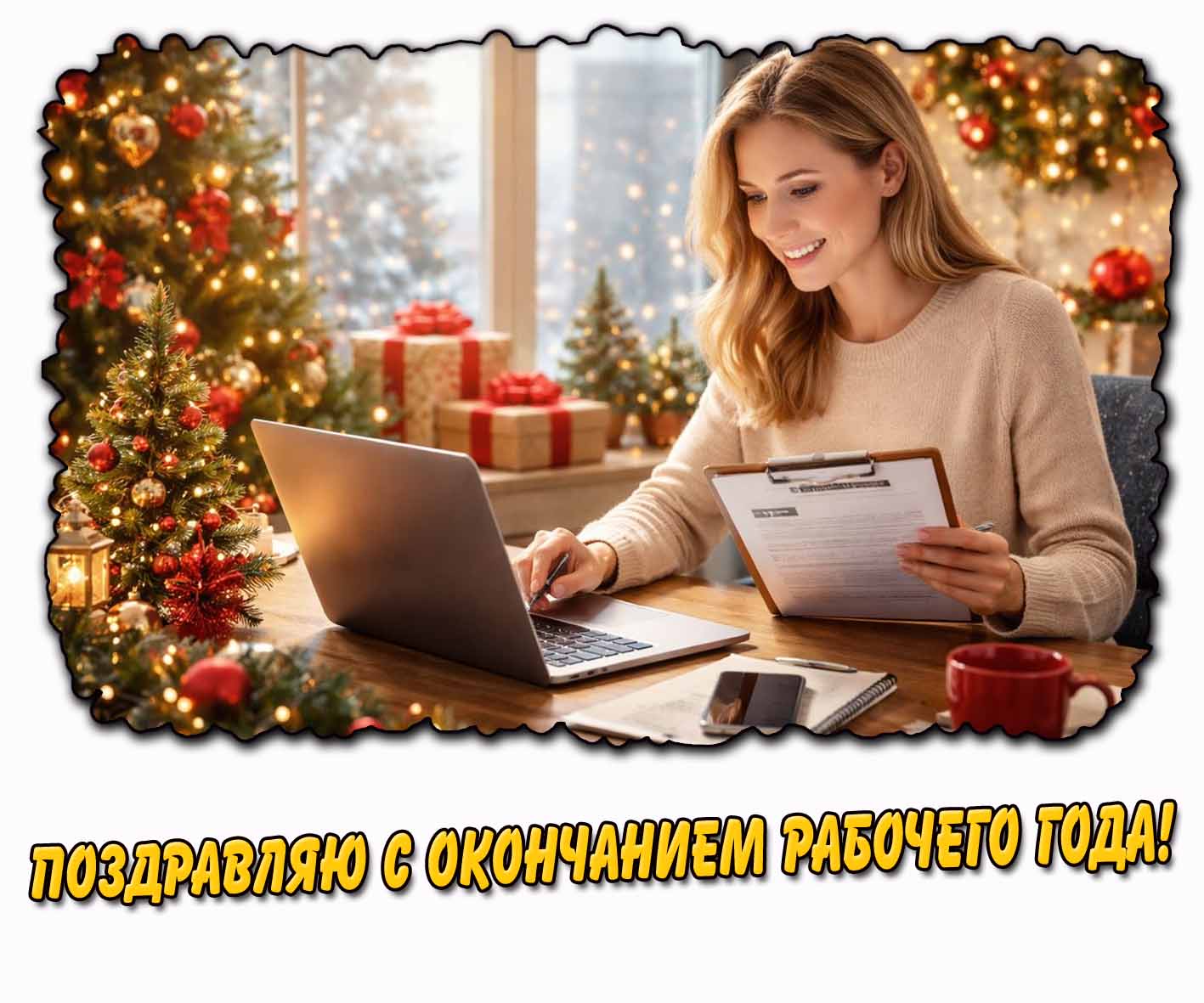 Открытка поздравляю с окончанием рабочего года