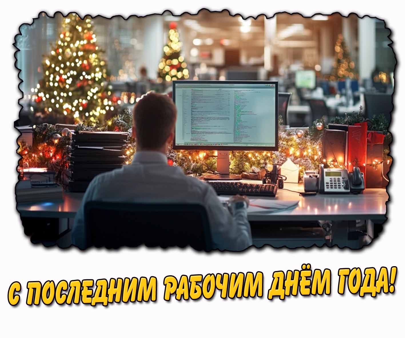 Офисная картинка с последним рабочим днём года