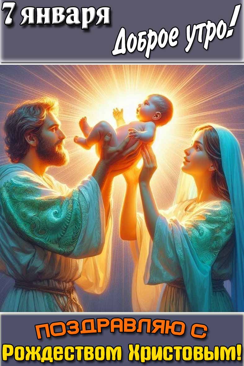 Открытка "7 января доброе утро! Поздравляю с Рождеством Христовым!"