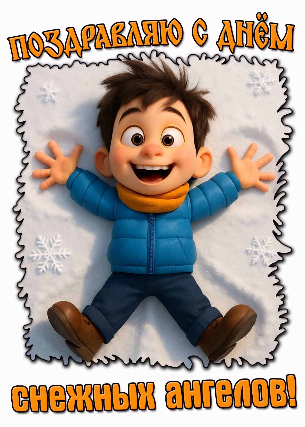 Поздравляю с днём снежных ангелов! - прикольная открытка