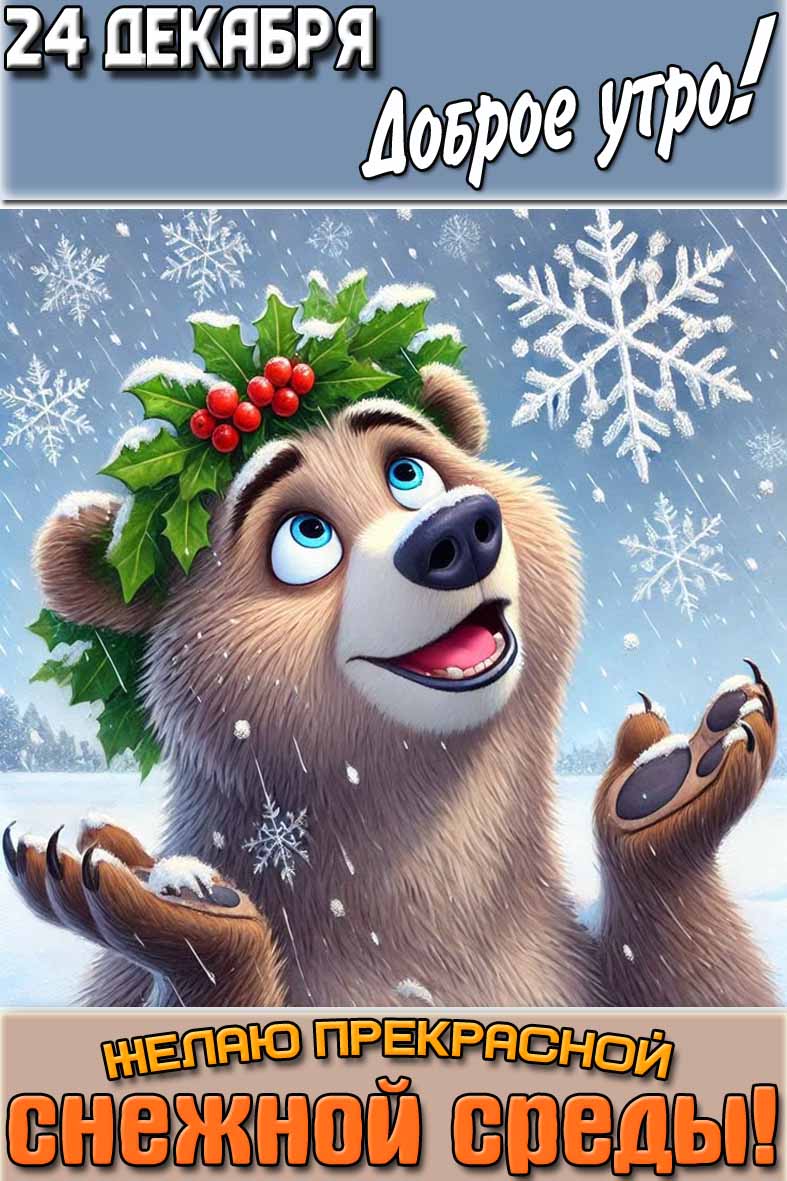 Картинка "24 декабря доброе утро! Желаю прекрасной снежной среды!"