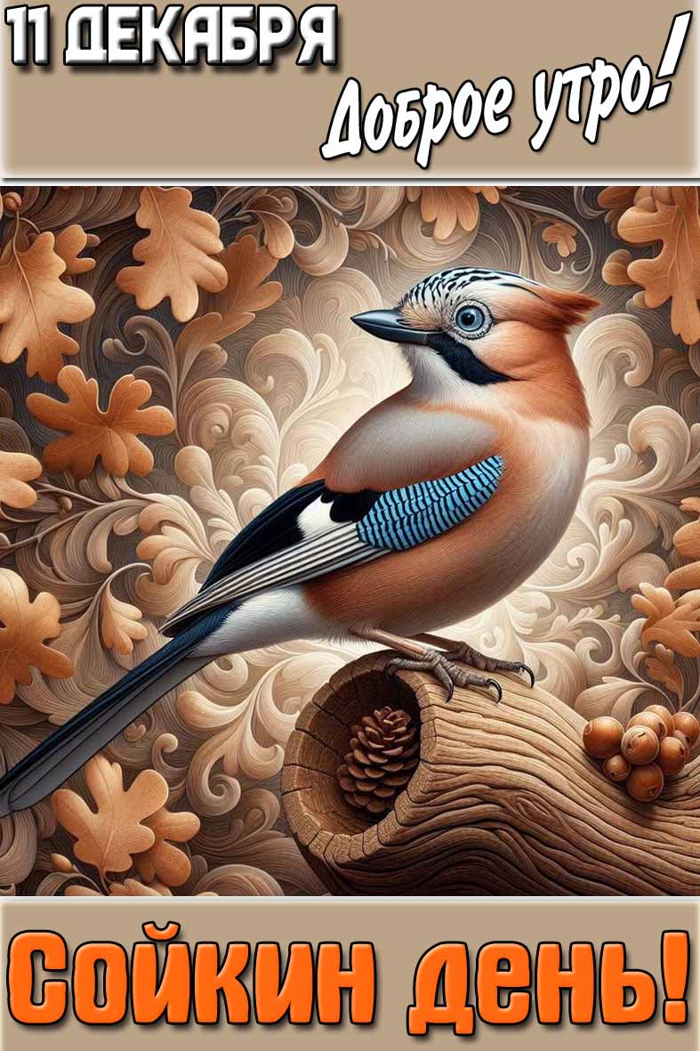 Открытка "11 декабря доброе утро! Сойкин день!"