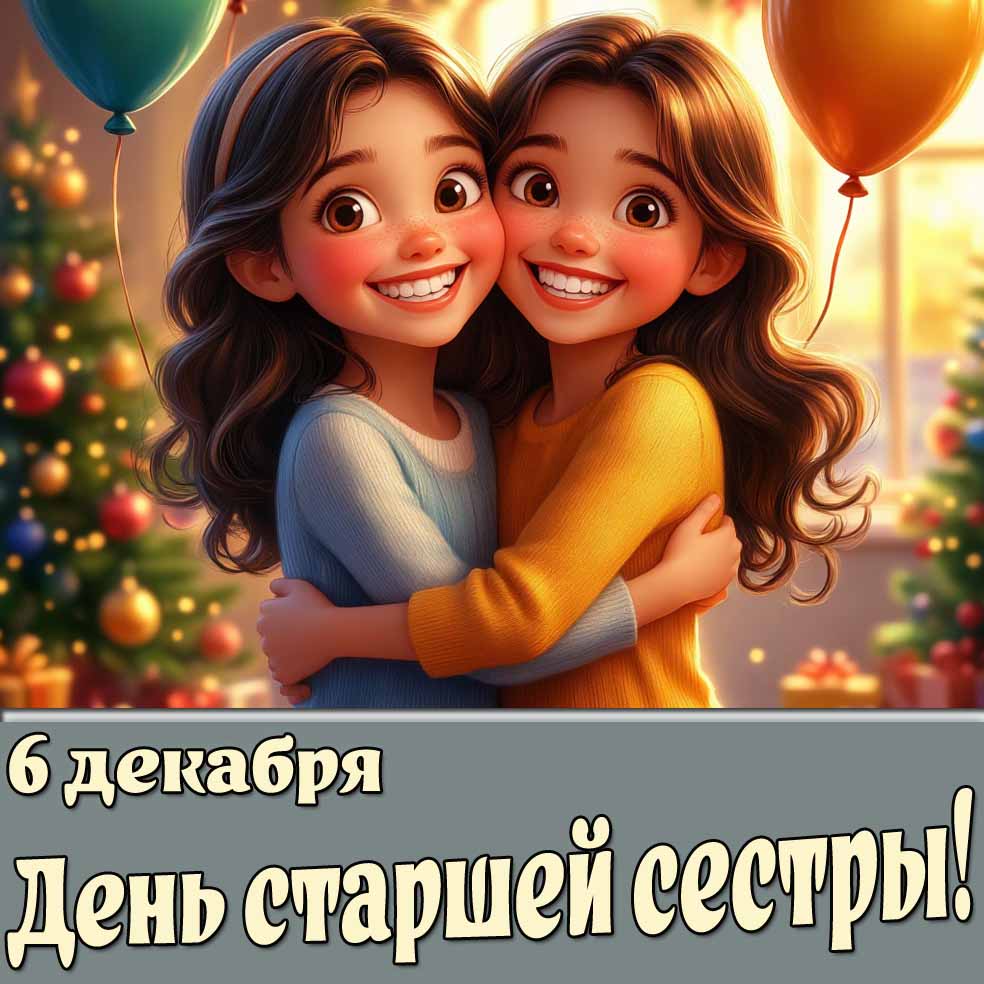 Открытка 6 декабря - день старшей сестры!