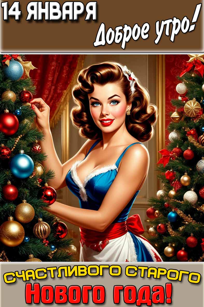 Открытка "14 января доброе утро! Счастливого Старого Нового года!"