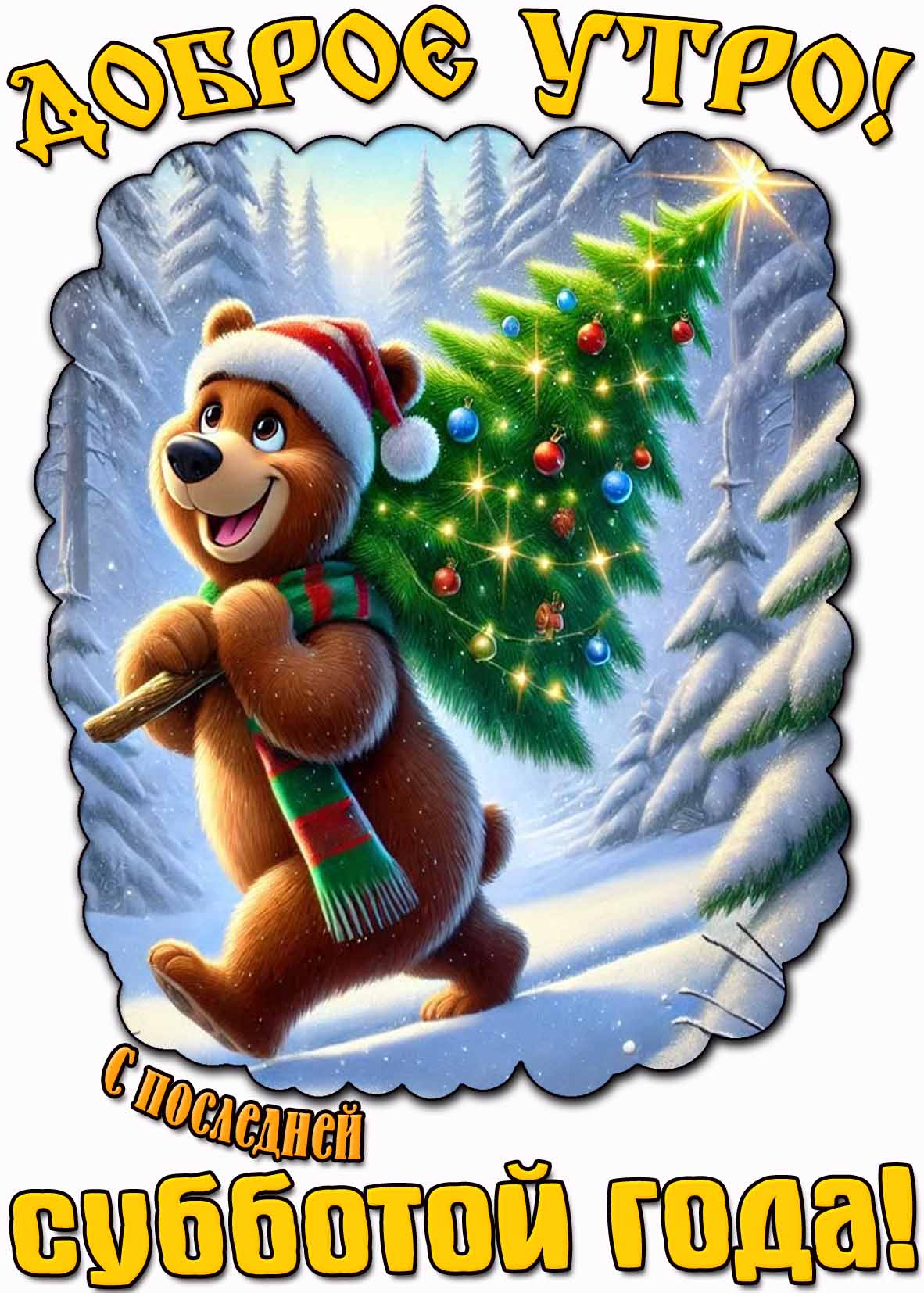 Красивая открытка "Доброе утро! С последней субботой года!