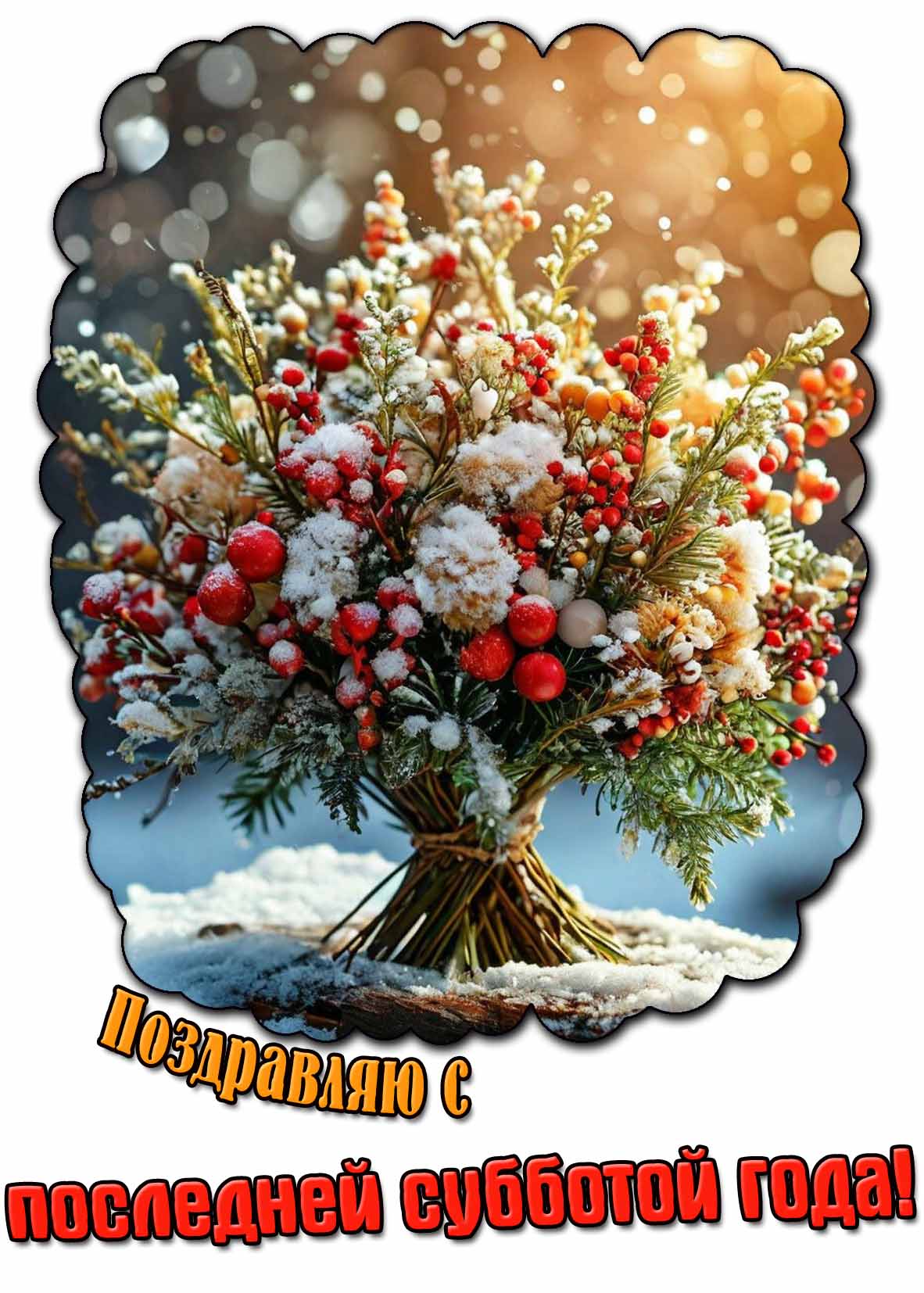 Поздравляю с последней субботой года! - открытка с цветами