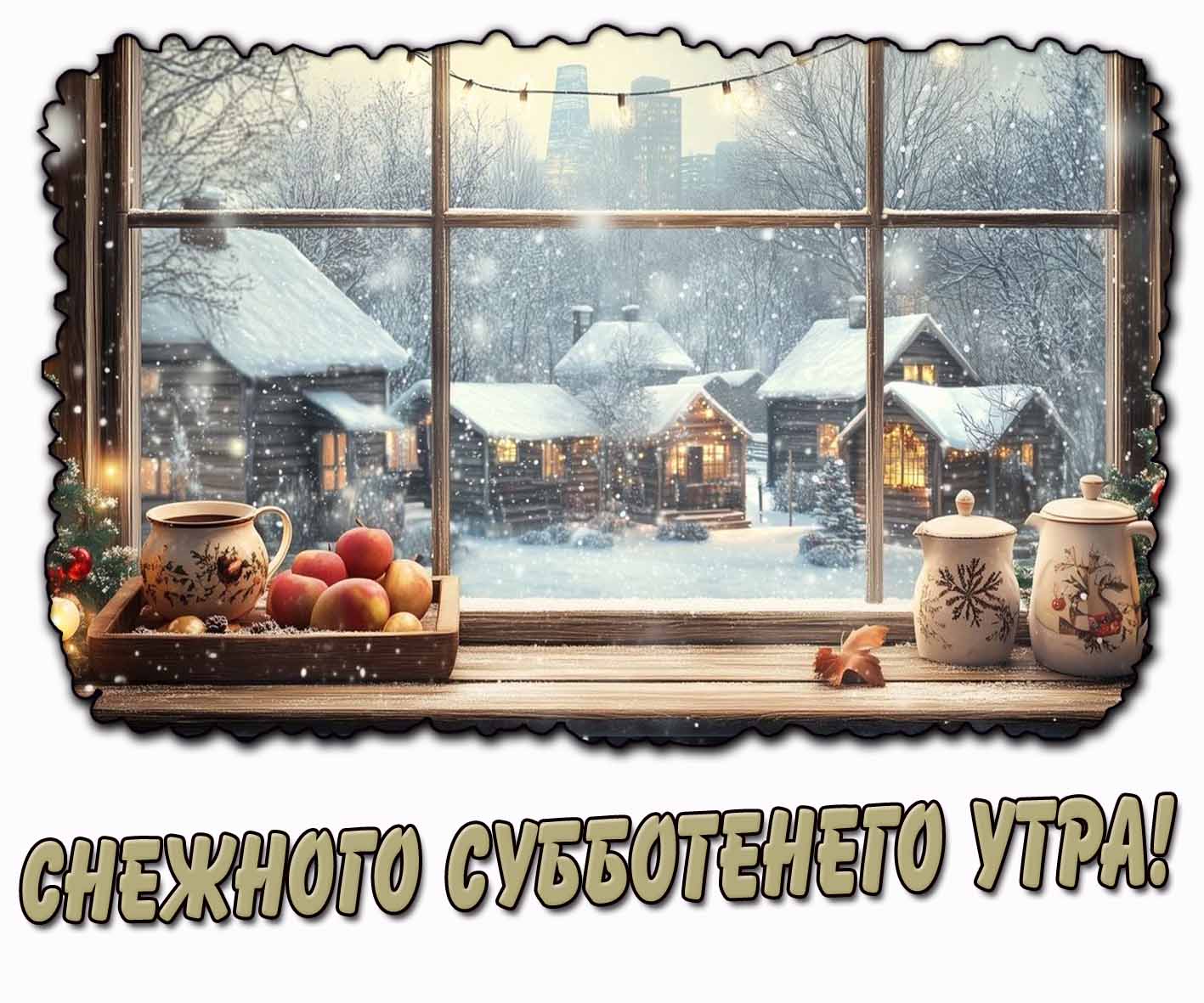 Открытка снежного субботнего утра