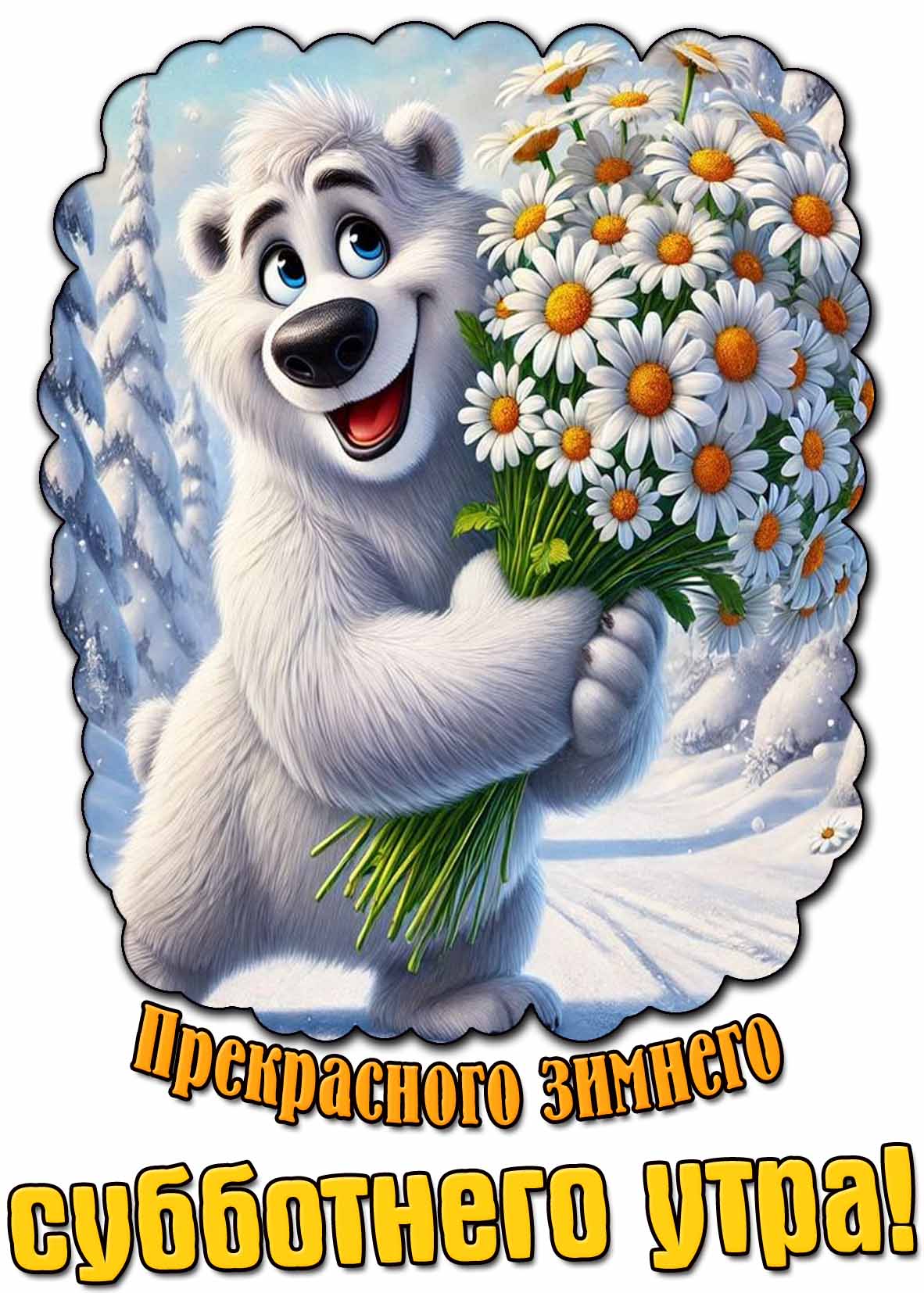 Открытка прекрасного зимнего субботнего утра