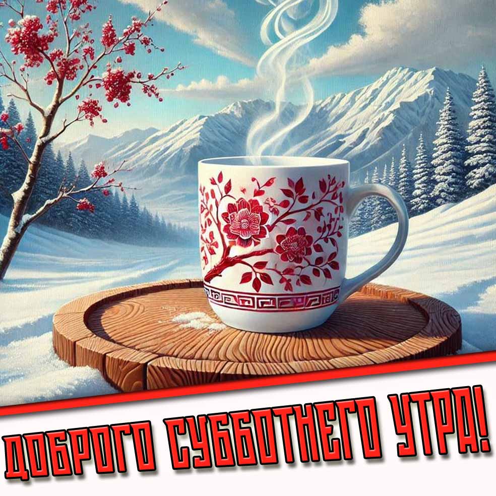 Бодрящая зимняя открытка "Доброго субботнего утра!"